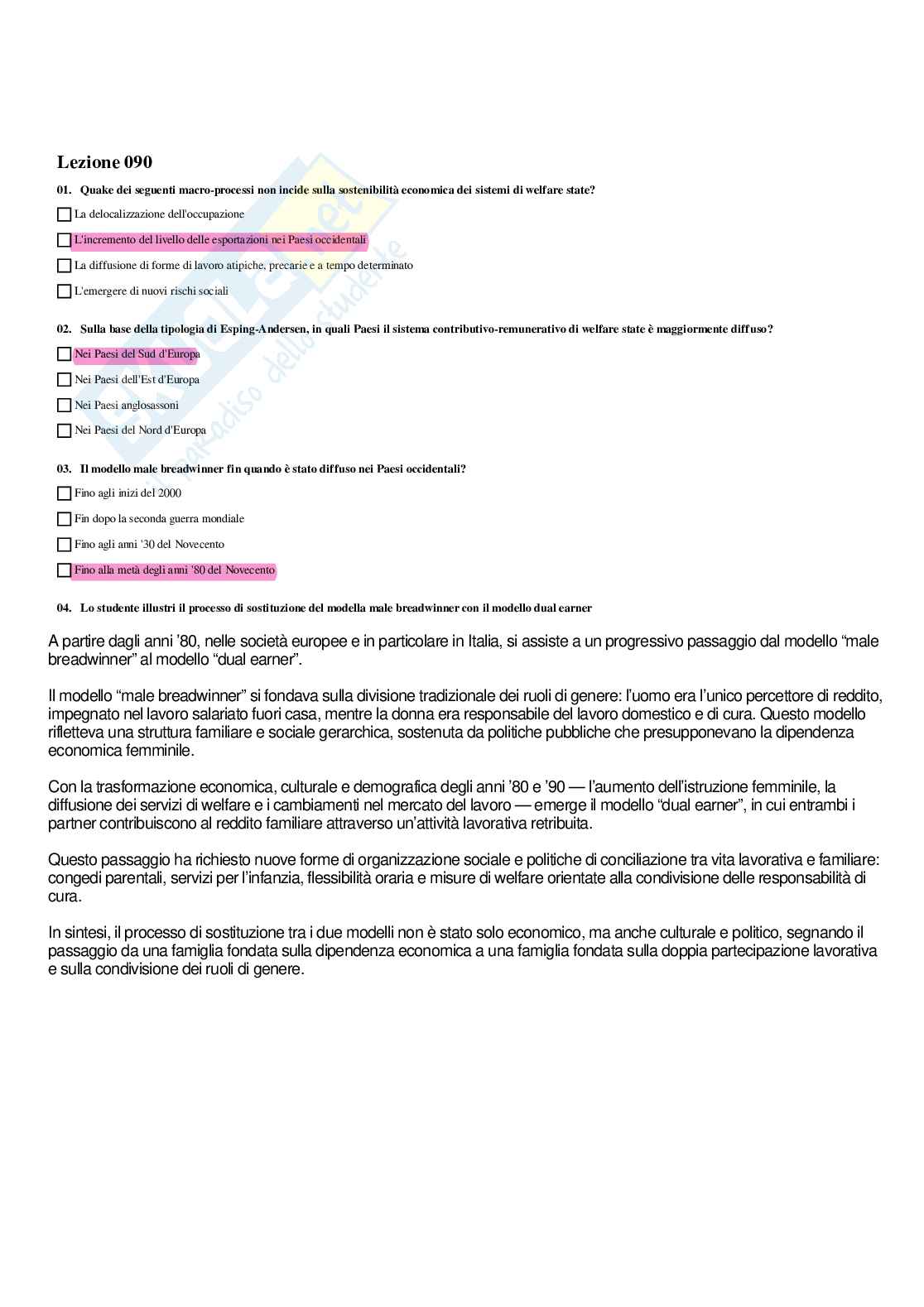 Paniere completo di Sociologia dei processi economici - Risposte multiple e aperte - aggiornato (2026) Pag. 86