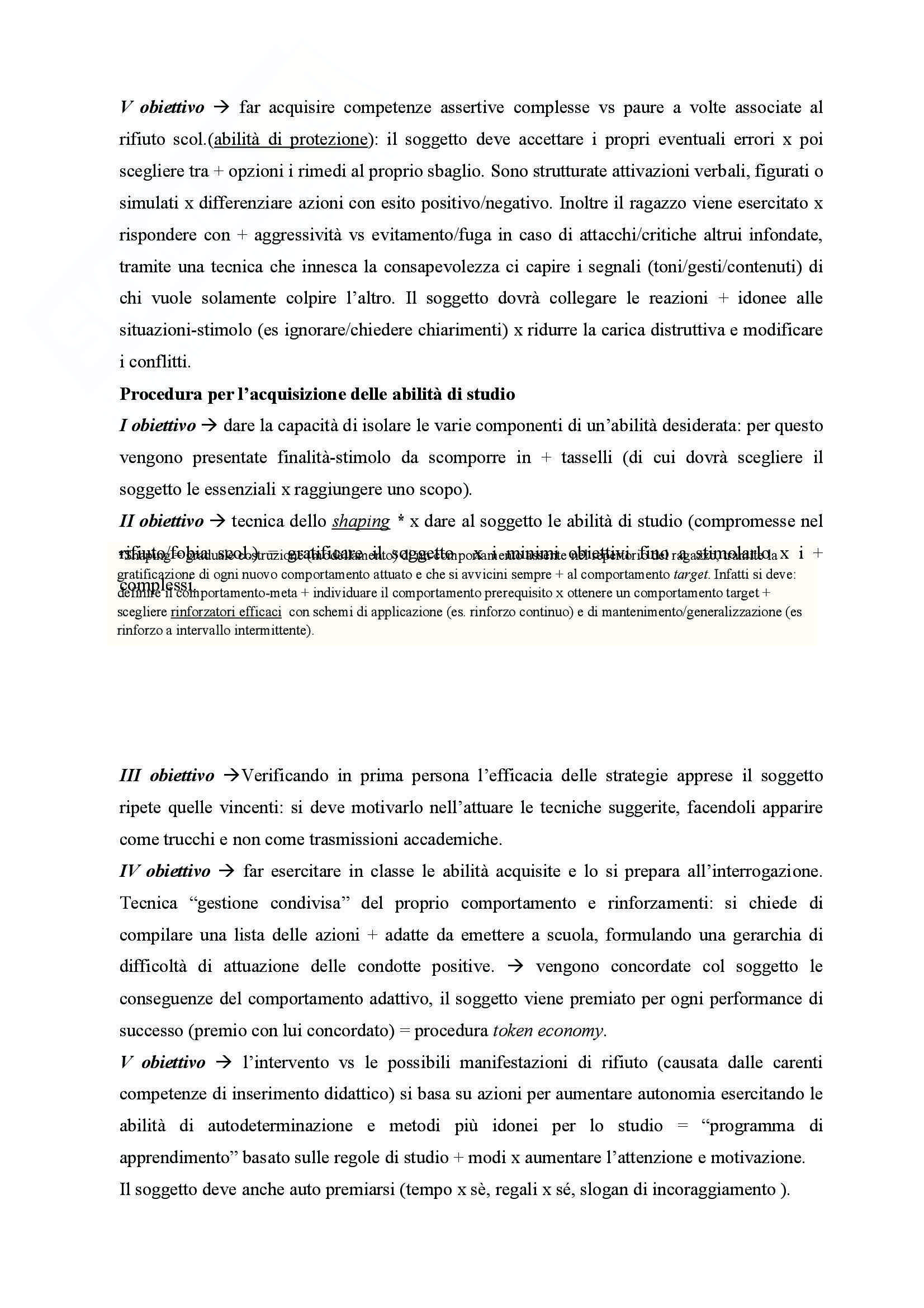 Riassunto esame Pedagogia clinica, prof. Bagnato, libro consigliato Valutazione e trattamento dei disturbi del comportamento, Filippello Pag. 26