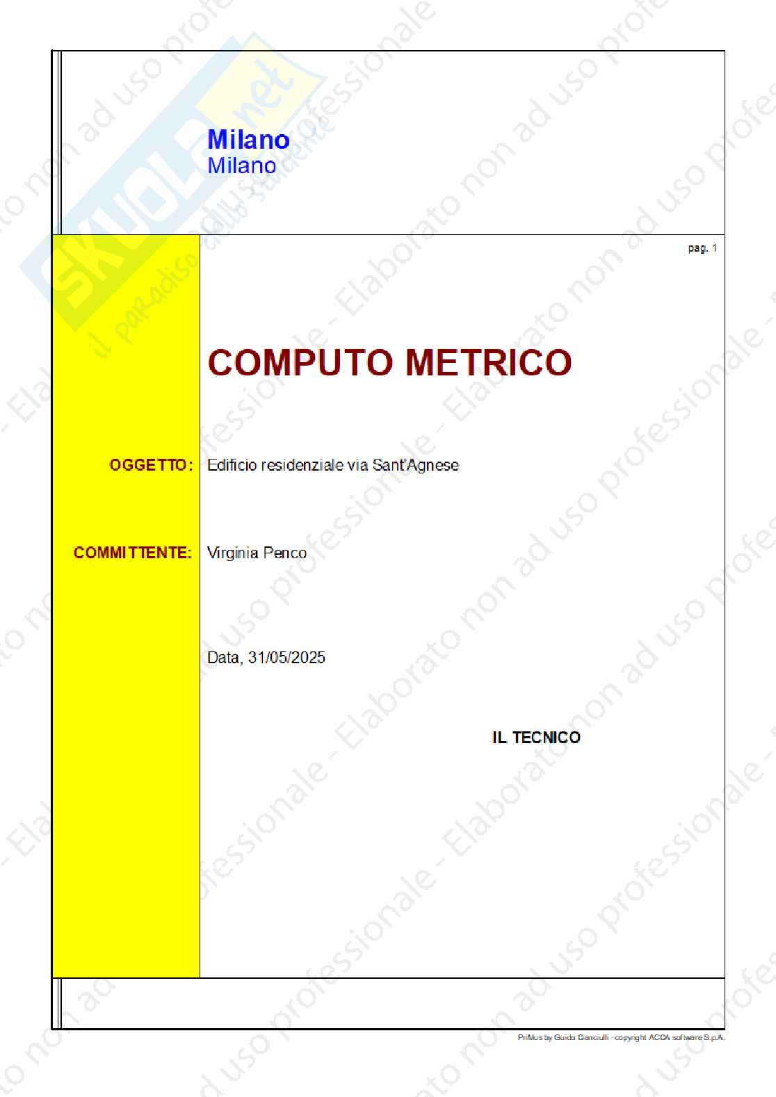 Computo metrico esercitazione Pag. 1