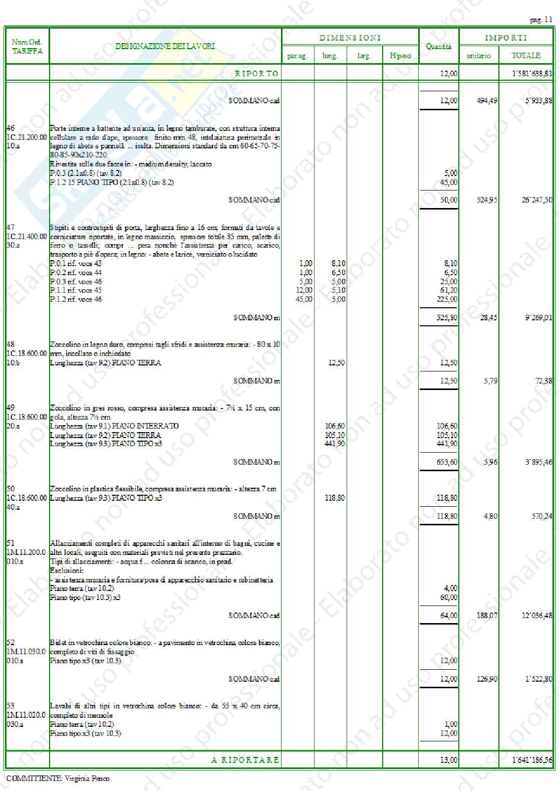 Computo metrico esercitazione Pag. 11