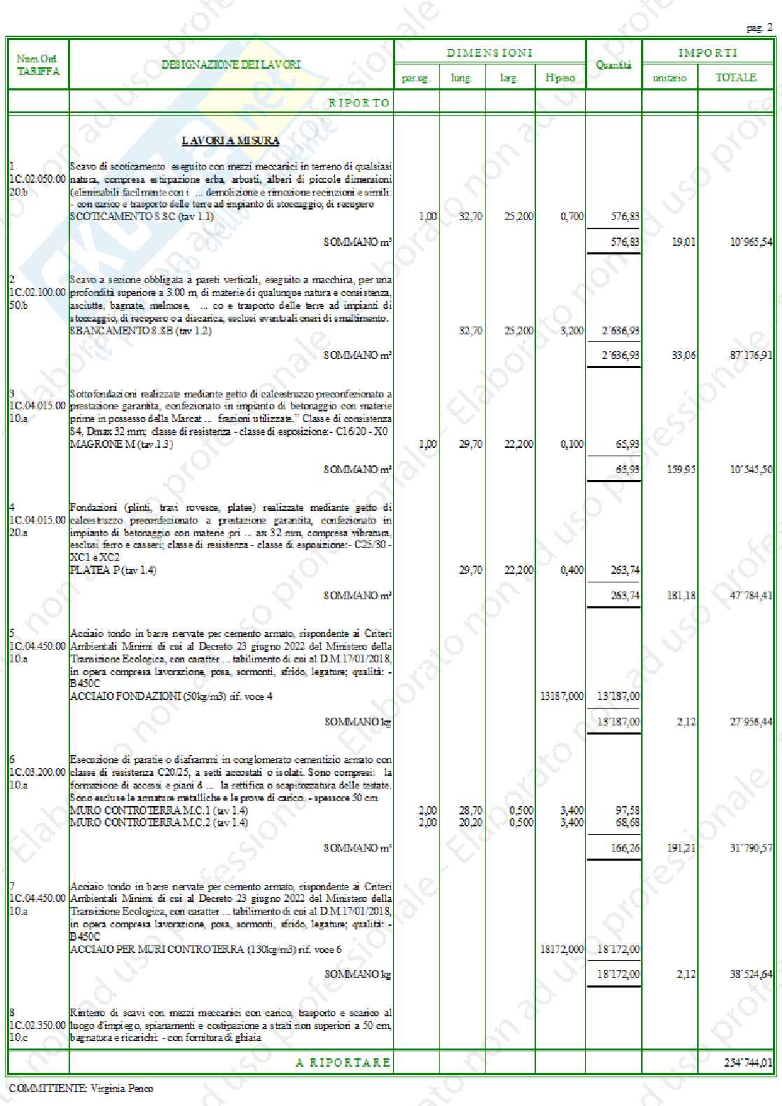 Computo metrico esercitazione Pag. 2