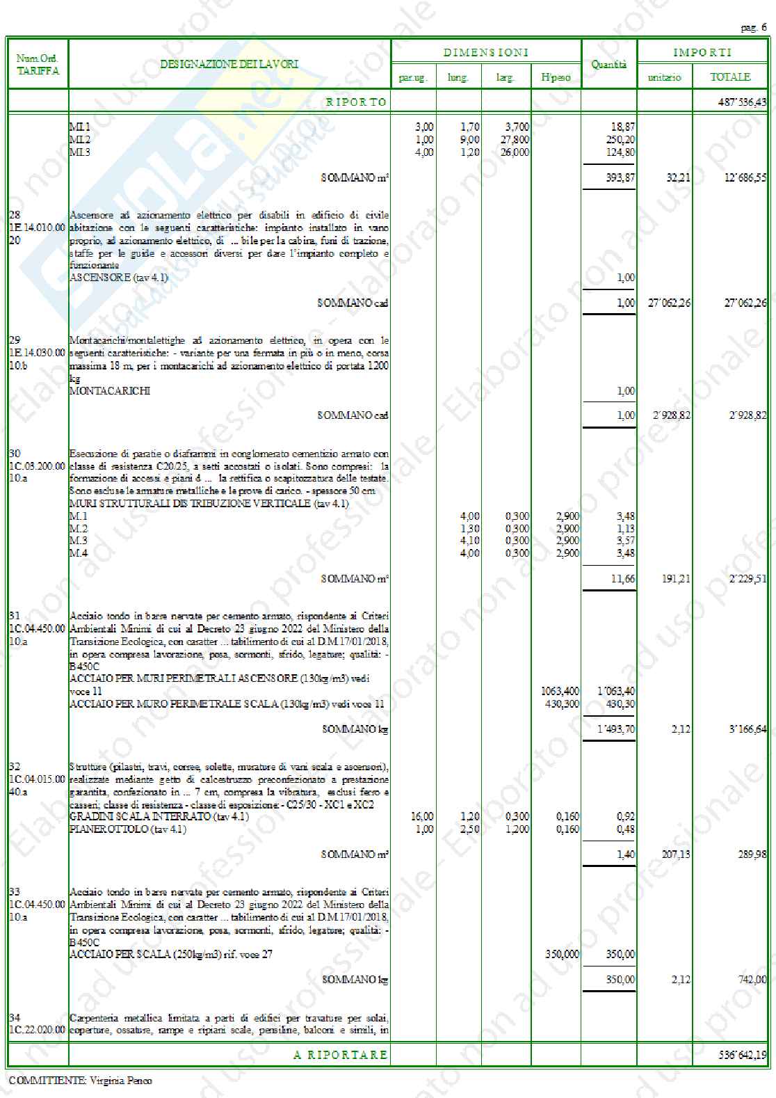 Computo metrico esercitazione Pag. 6