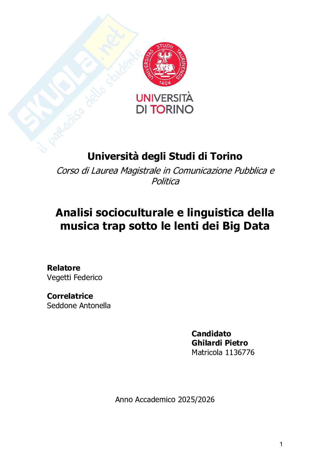 Analisi socioculturale e linguistica della musica trap sotto le lenti dei Big Data Pag. 1