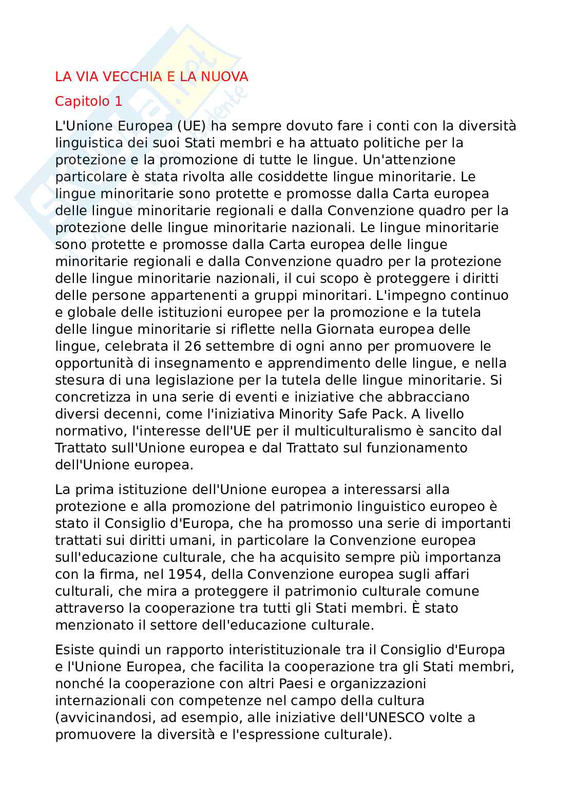 Riassunto esame Glottodidattica, Prof. Dell'Aquila Giulia, libro consigliato La via vecchia e la nuova , Abatticchio Pag. 1