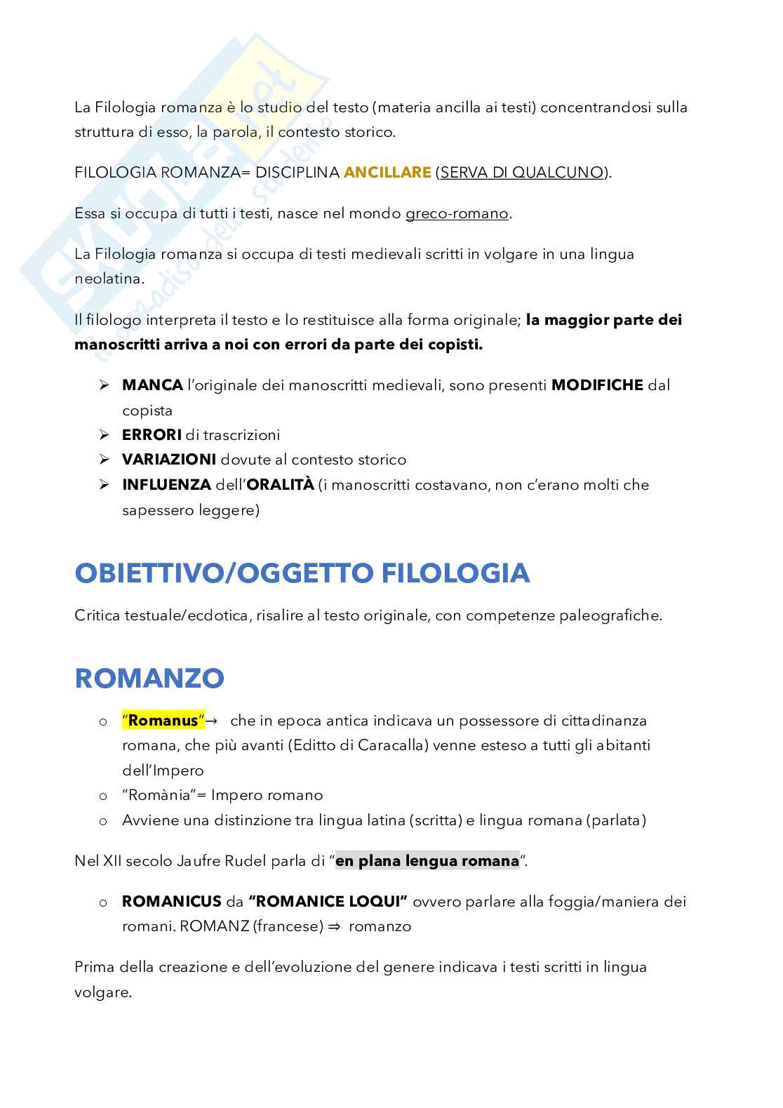 Appunti di Filologia romanza  Pag. 2
