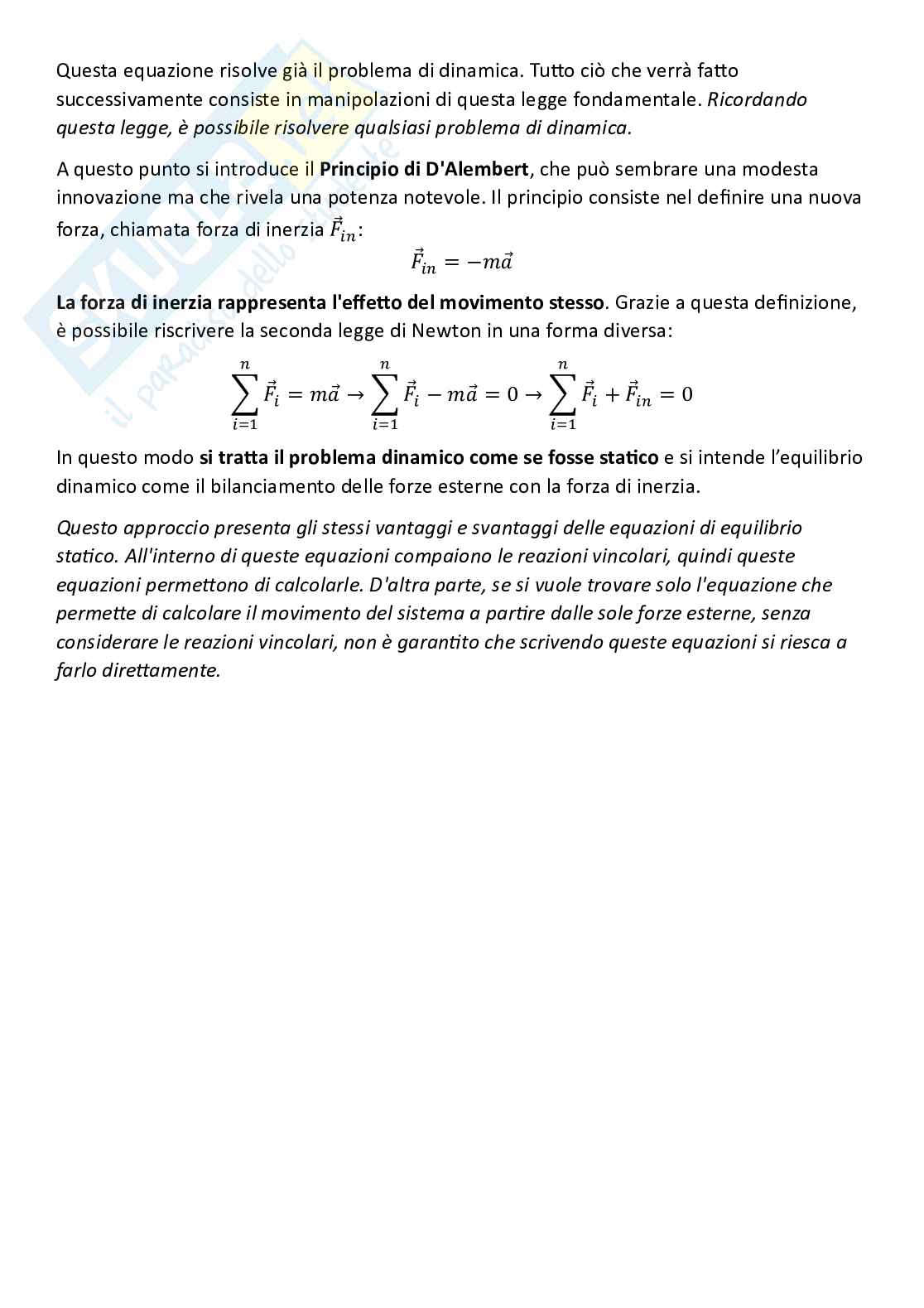 Fondamenti di meccanica teorica ed applicata (parte 7) - Equilibrio dinamico per sistemi di corpi rigidi Pag. 2