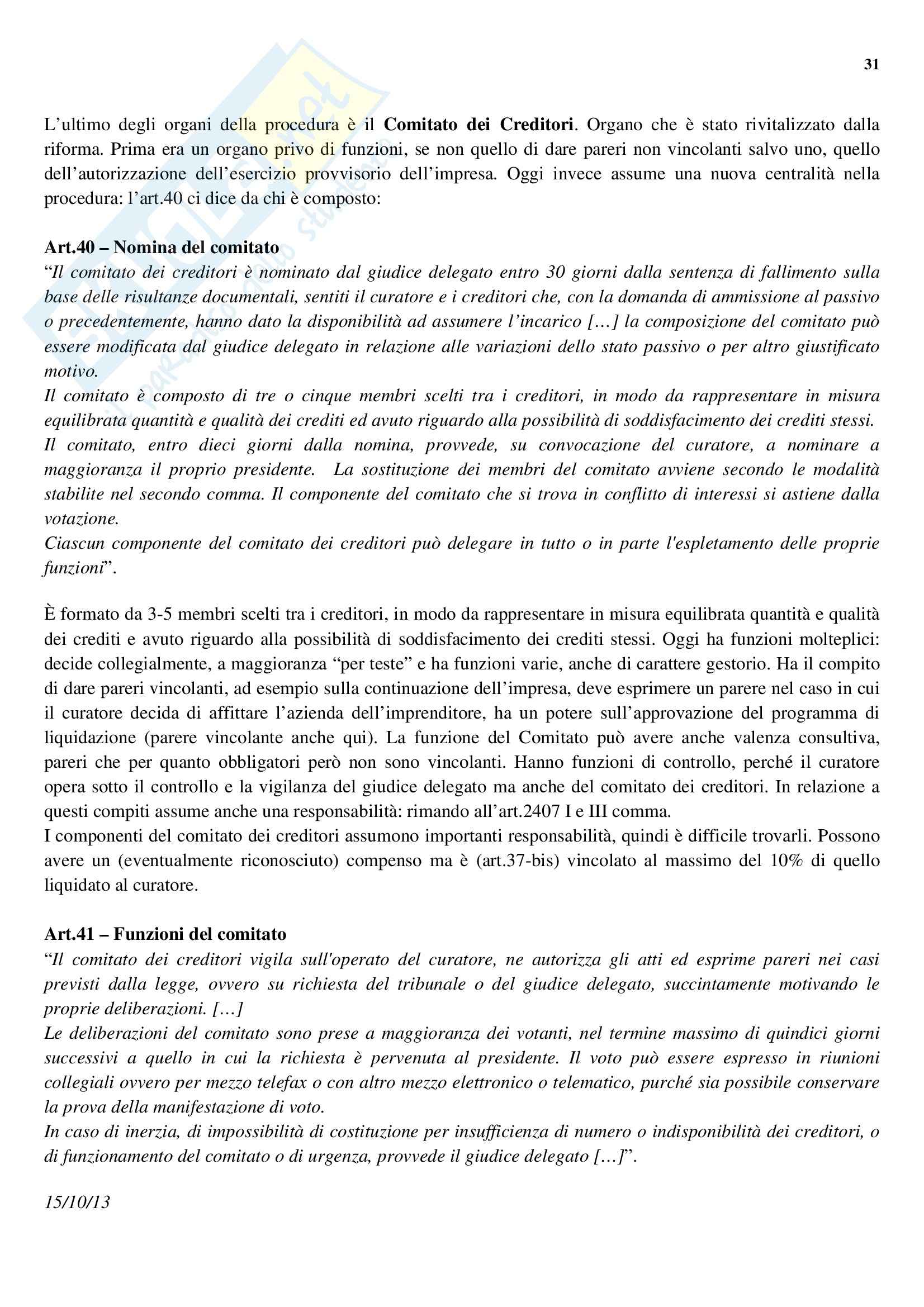 Lezioni, Diritto Fallimentare Pag. 31