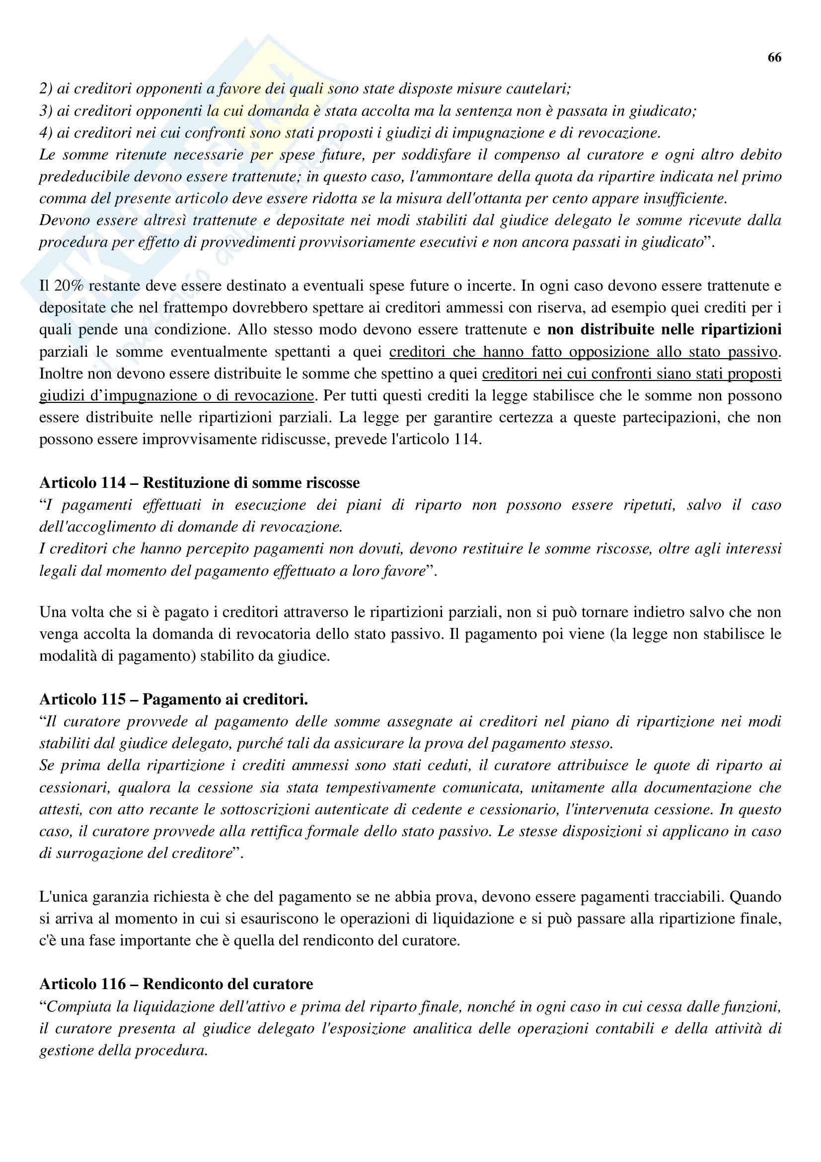 Lezioni, Diritto Fallimentare Pag. 66