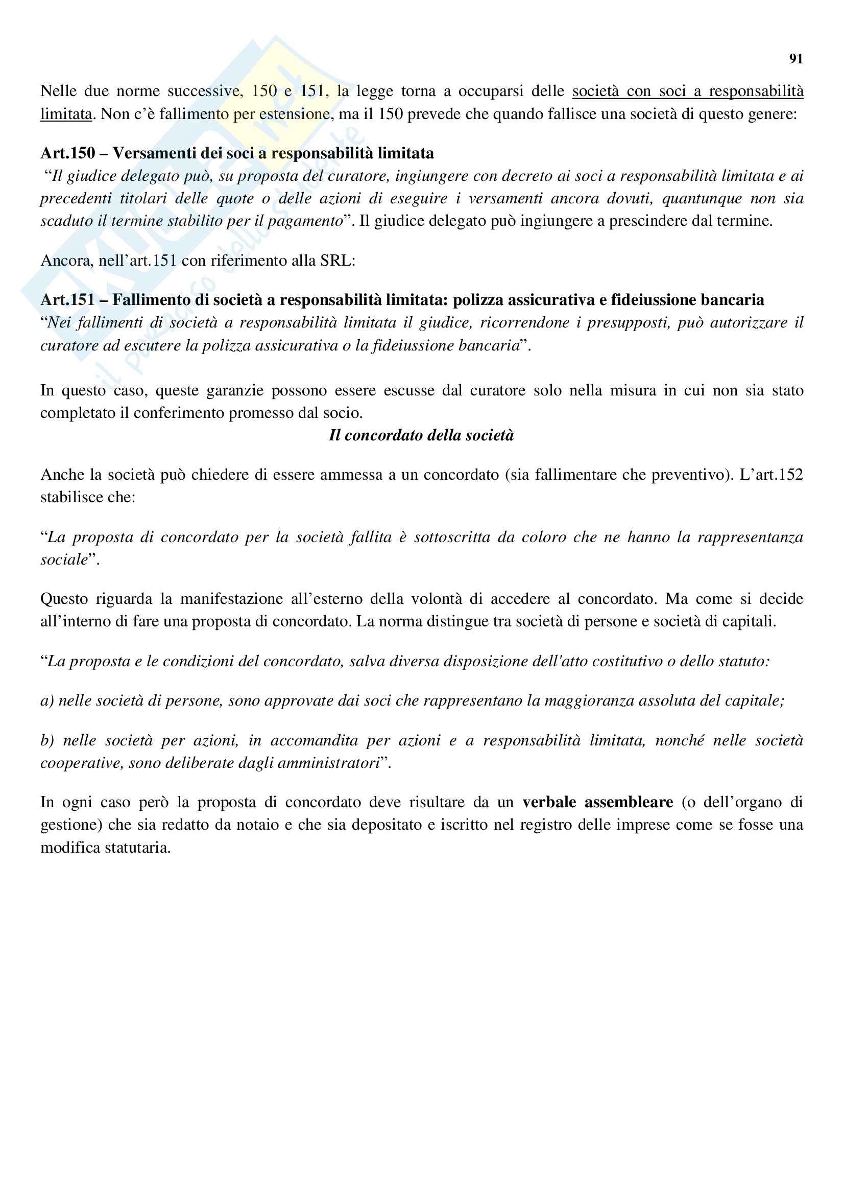 Lezioni, Diritto Fallimentare Pag. 91