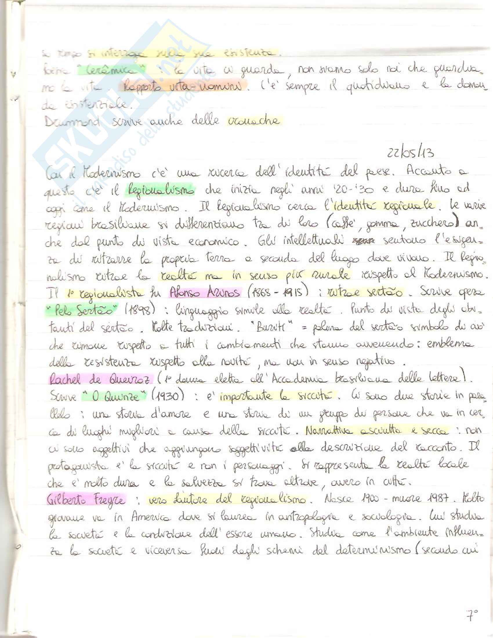Letteratura portoghese e brasiliana-Il Regionalismo brasiliano e Graciliano Ramos Pag. 1