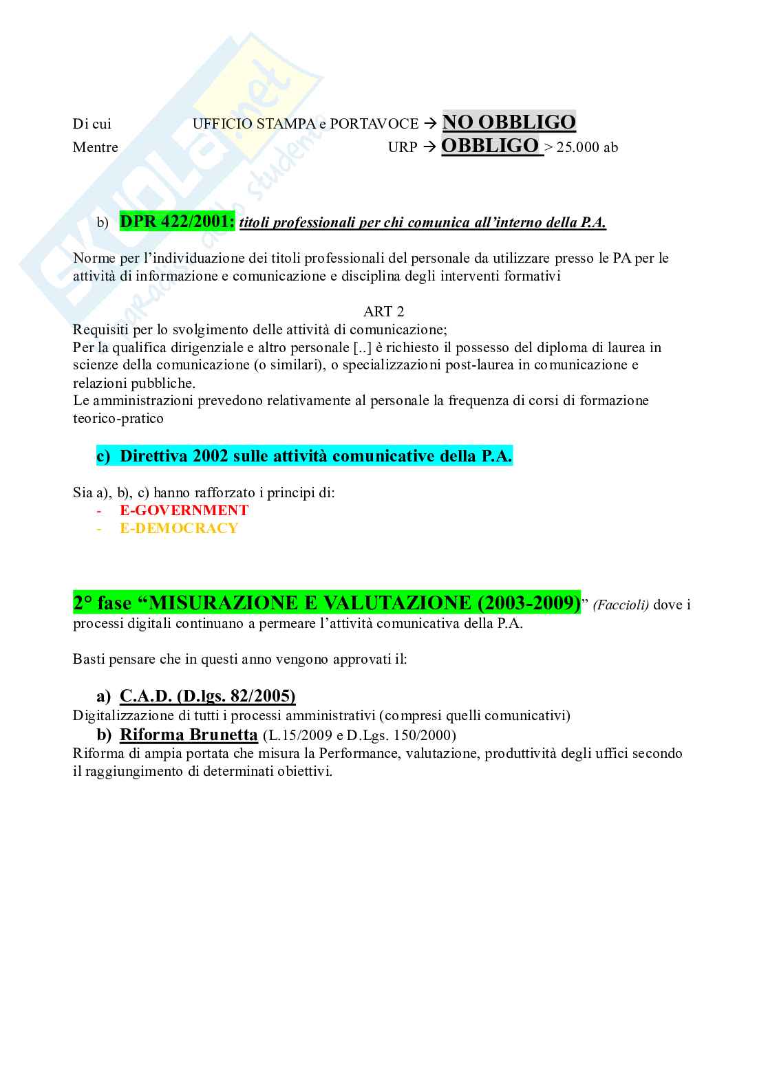 Riassunto esame Comunicazione istituzionale, Prof. Lovari Alessandro, libro consigliato Ducci - Lovari , Ducci - Lovari Pag. 11