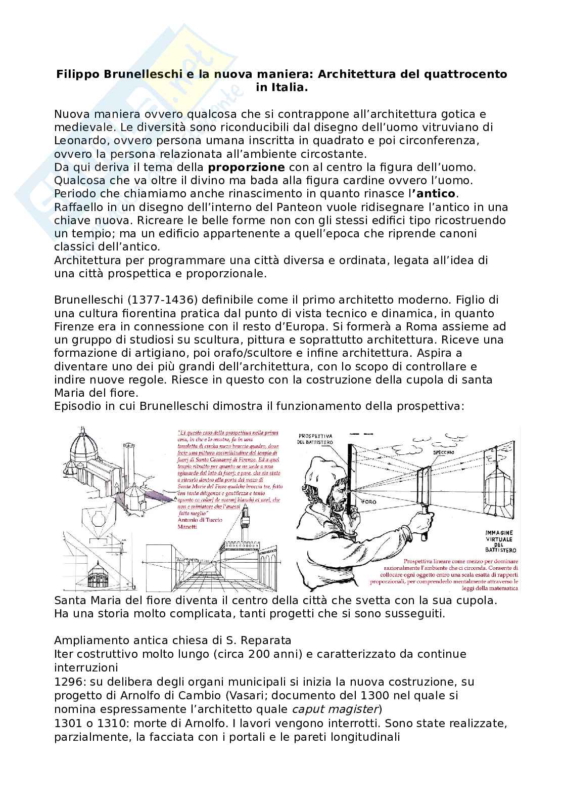 Filippo Brunelleschi e la nuova maniera - Architettura del Quattrocento in Italia Pag. 1
