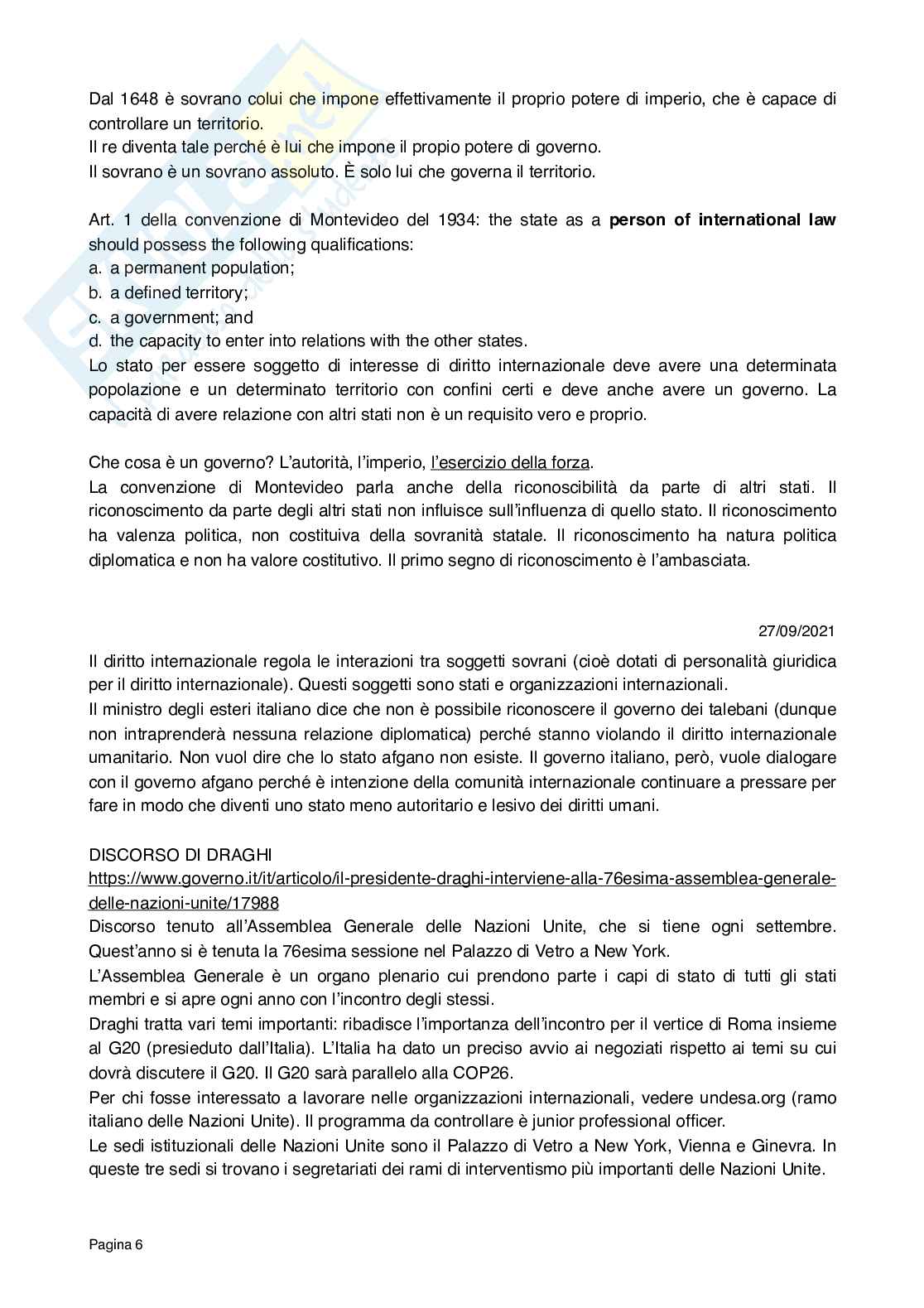 Diritto ed Economia delle Organizzazioni Internazionali Pag. 6