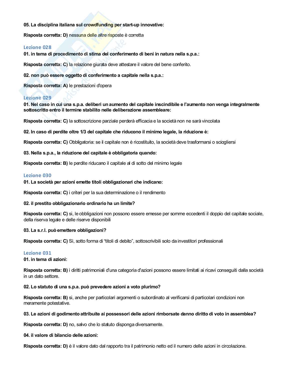 Quiz + aperte Diritto commerciale aggiornato al 2026 Pag. 11