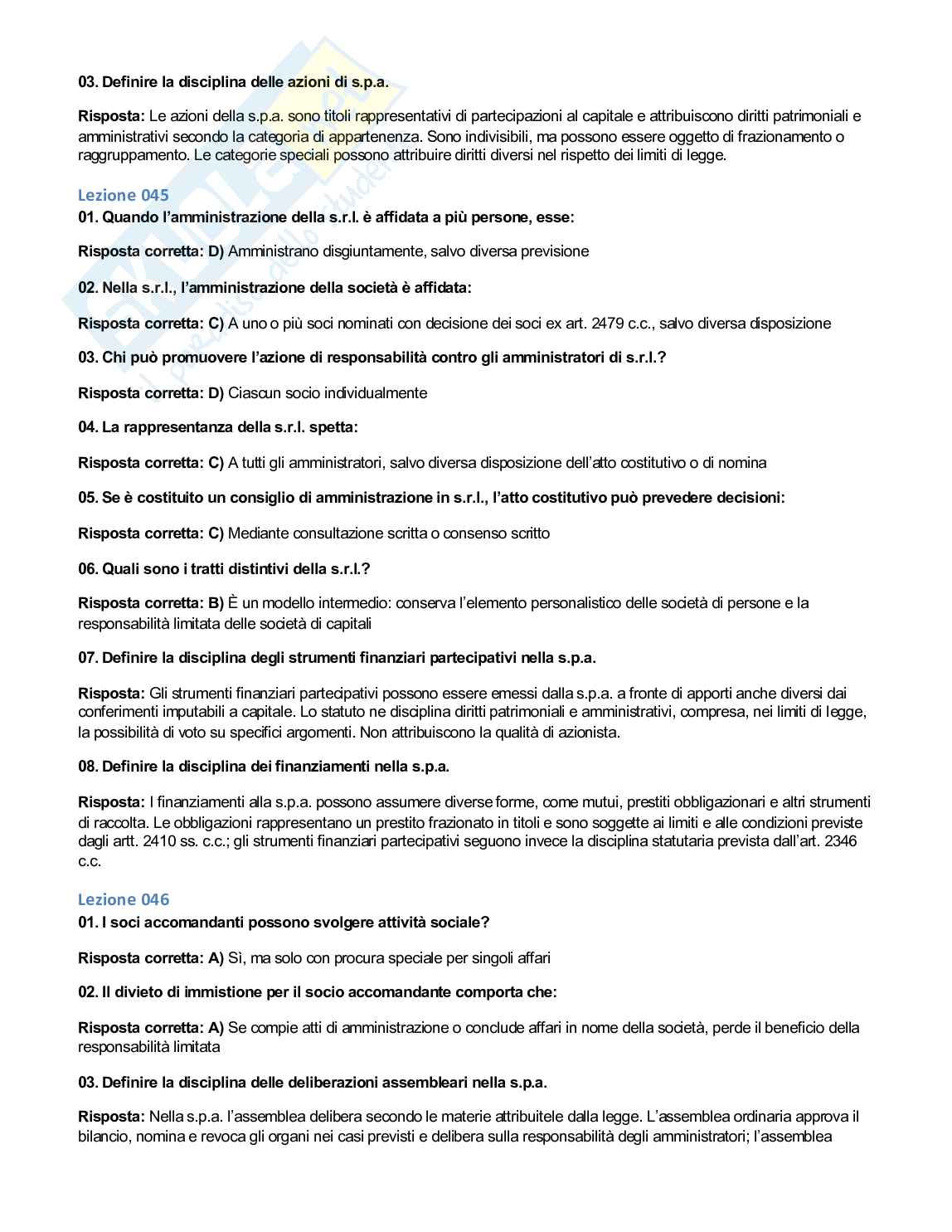 Quiz + aperte Diritto commerciale aggiornato al 2026 Pag. 16