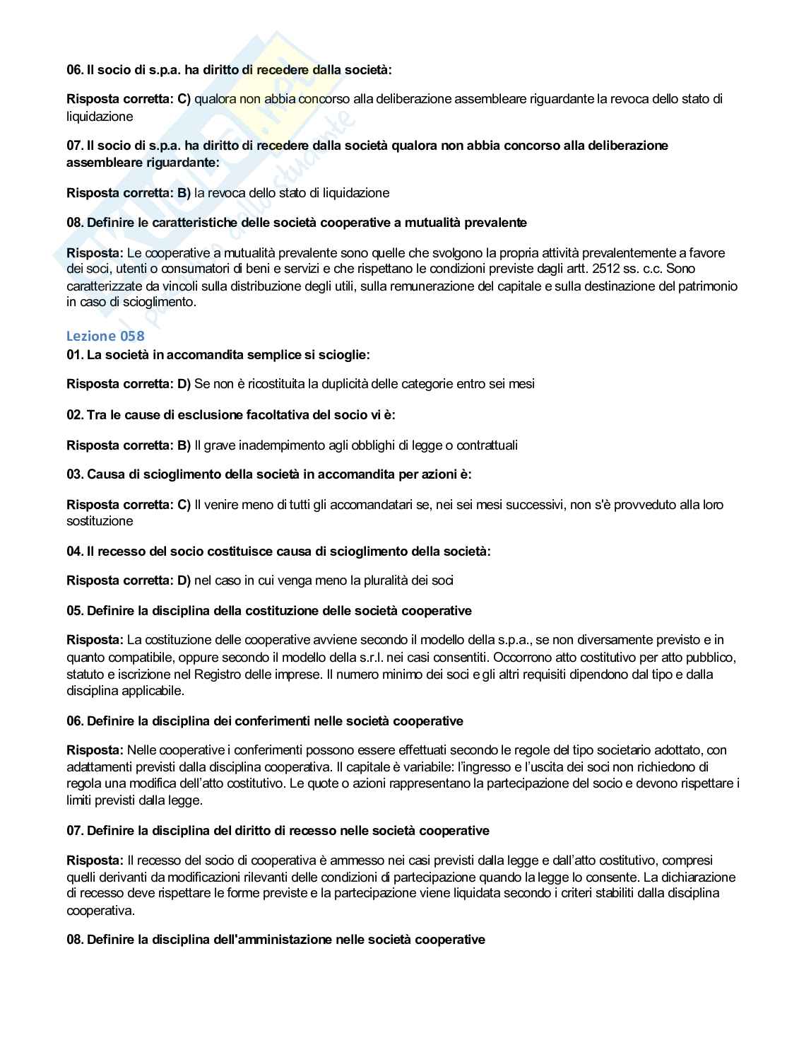 Quiz + aperte Diritto commerciale aggiornato al 2026 Pag. 21