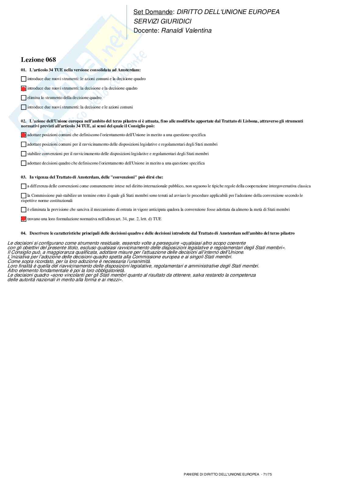 Paniere di Diritto dell'unione europea Pag. 71