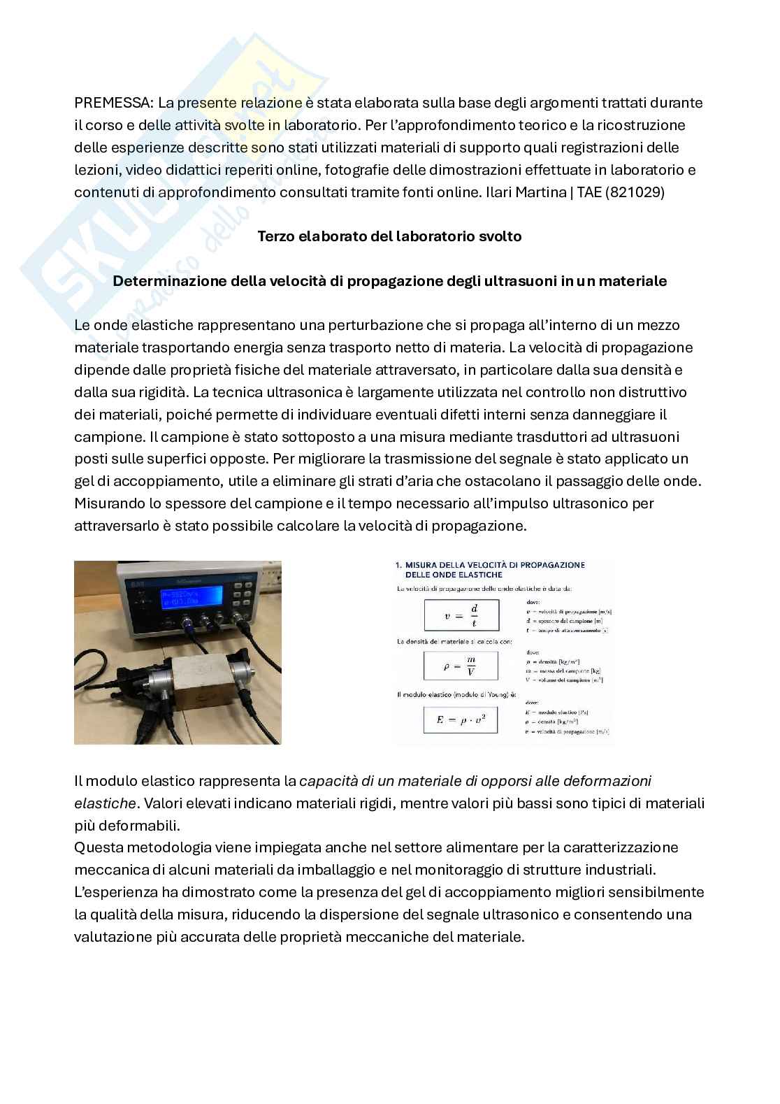 Esperienze di laboratorio di Fisica: ultrasuoni, elettrostatica, fotovoltaico e circuiti Pag. 1