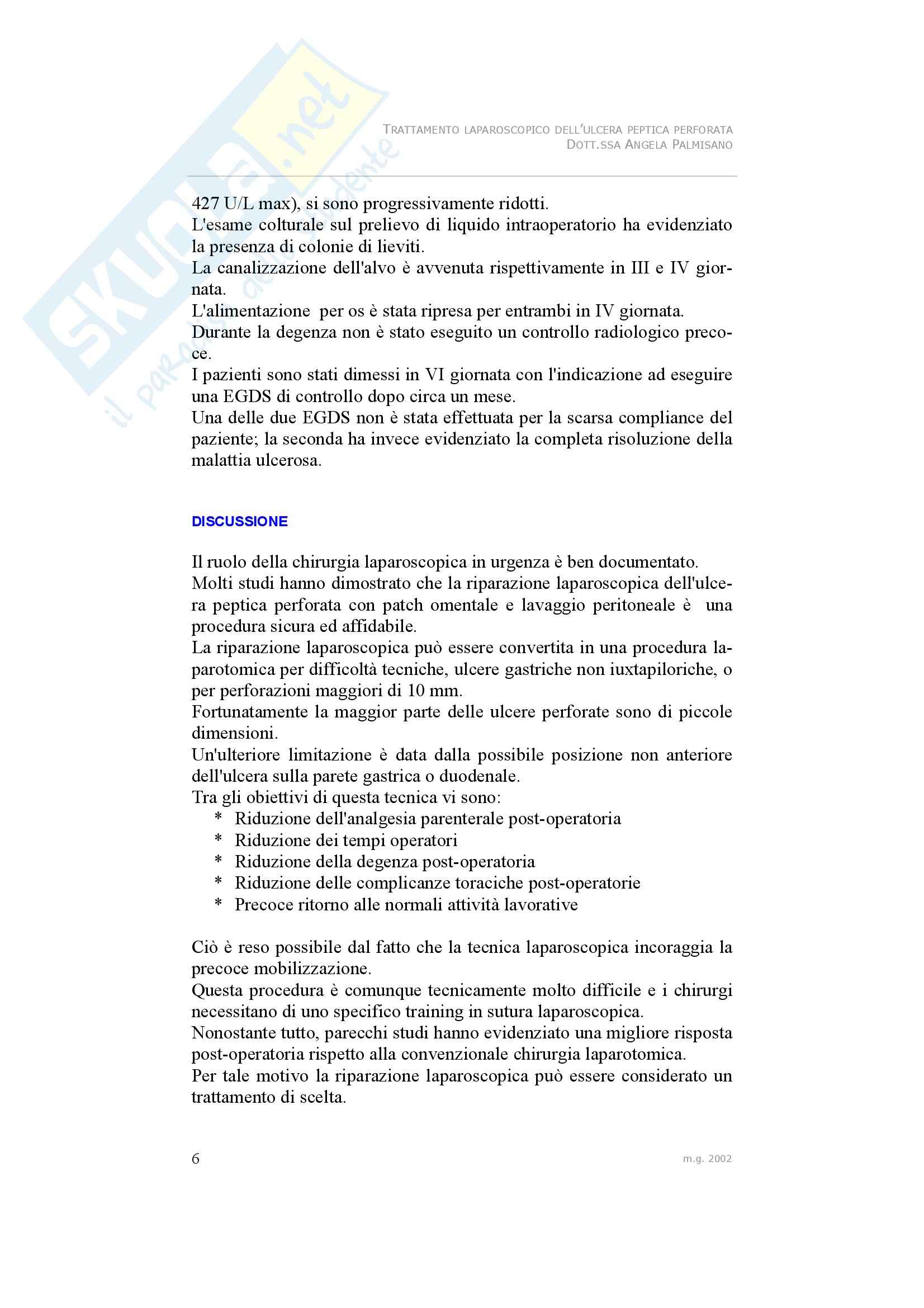 Chirurgia generale - Trattamento laparoscopico dell'ulcera Pag. 6