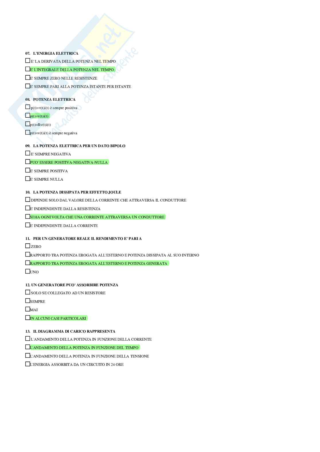 Elettrotecnica – esame – Paniere completo risposte chiuse – A.A. 2025/26 Pag. 26