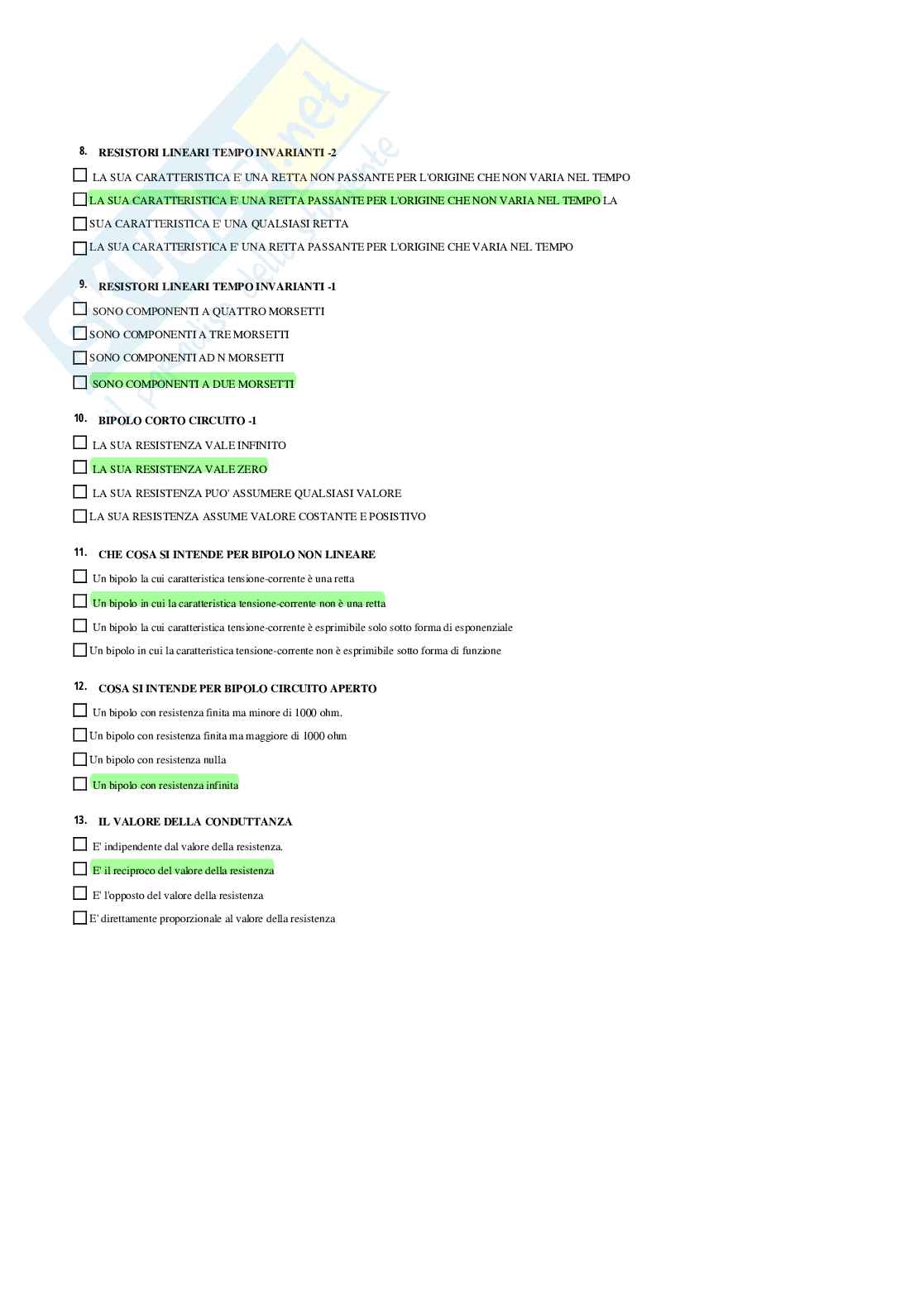 Elettrotecnica – esame – Paniere completo risposte chiuse – A.A. 2025/26 Pag. 6