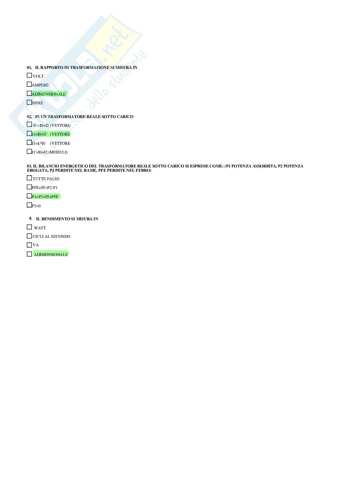 Elettrotecnica – esame – Paniere completo risposte chiuse – A.A. 2025/26 Pag. 61