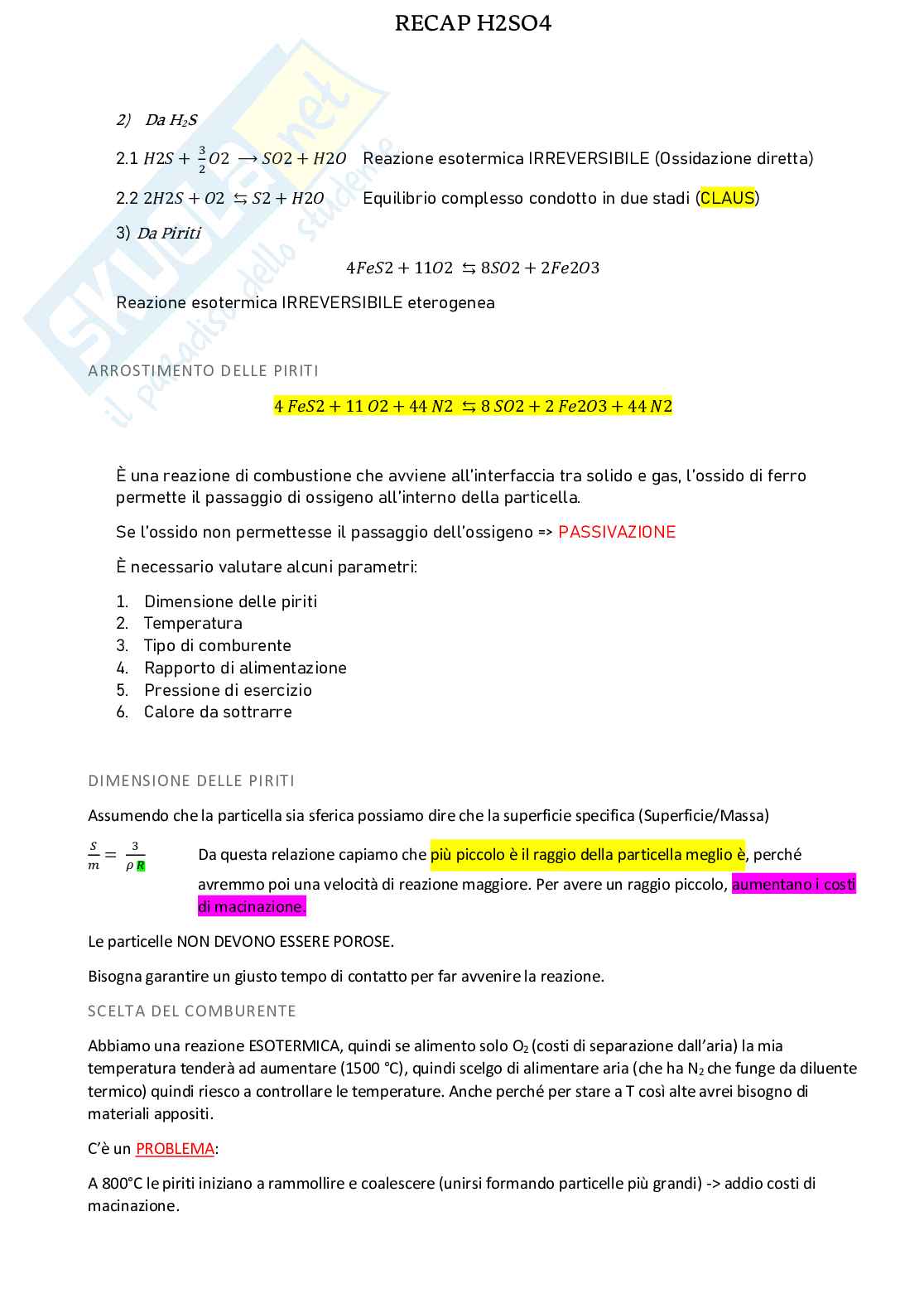 Produzione di H2SO4 Pag. 2