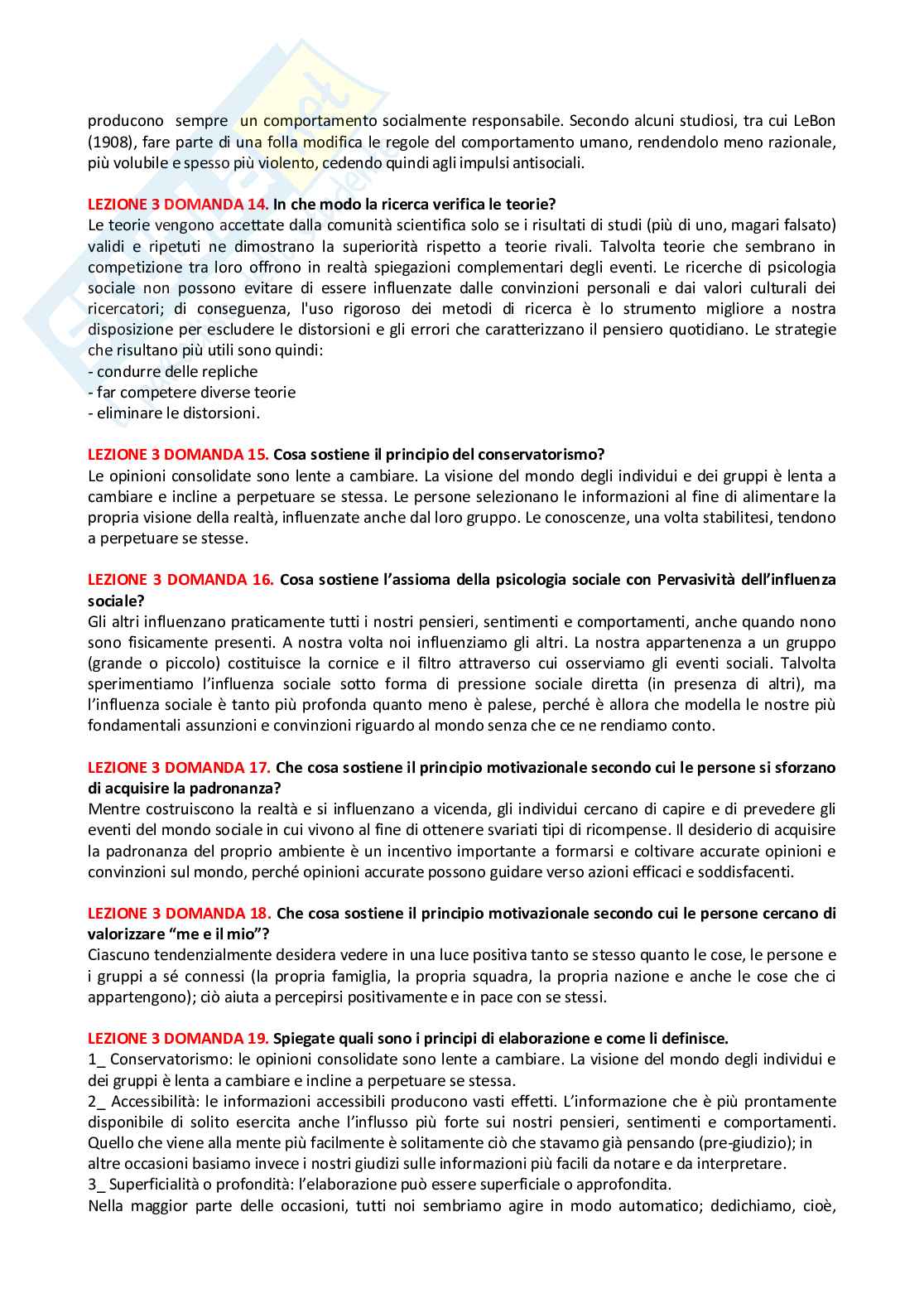 Paniere Psicologia sociale - risposte multiple e aperte Pag. 71