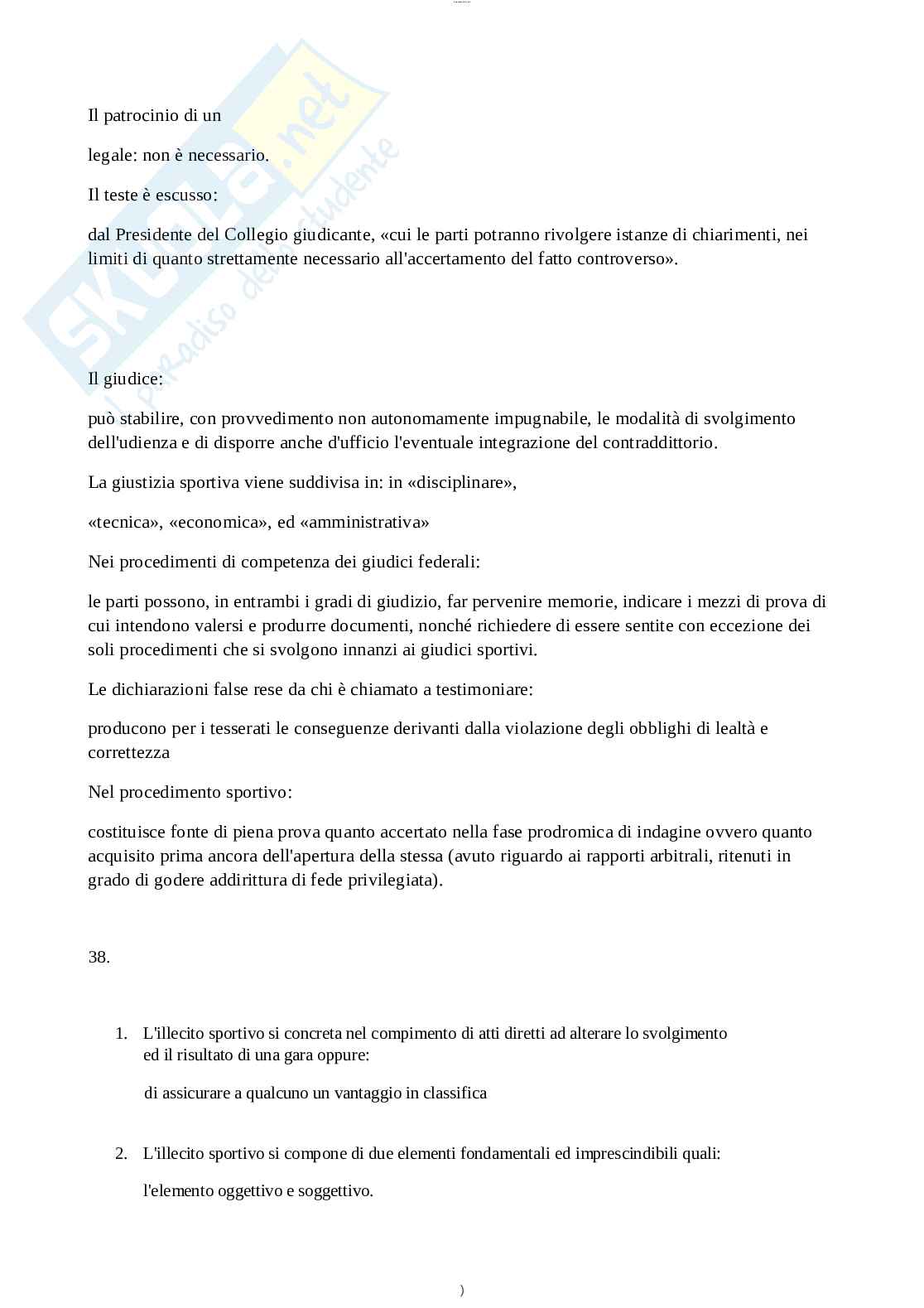 Paniere esame Giustizia sportiva Pag. 66