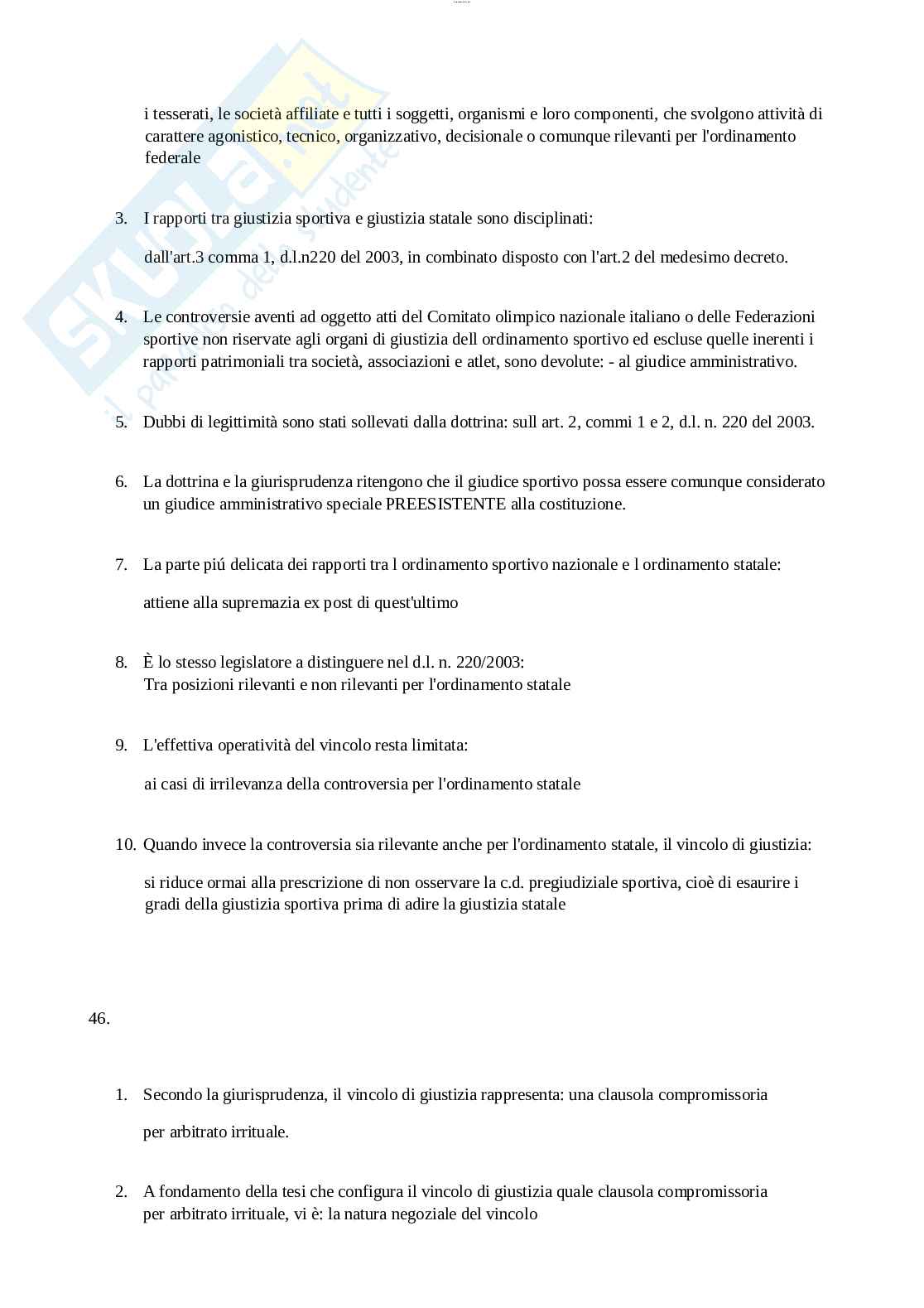 Paniere esame Giustizia sportiva Pag. 71