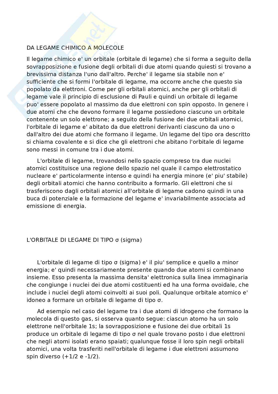 Da legame chimico a molecole Pag. 1