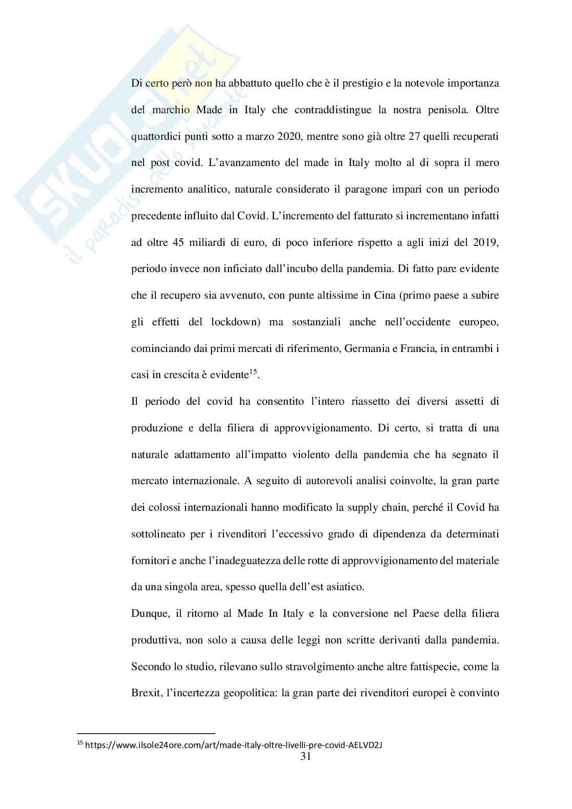  Sviluppo del Brand Made in Italy Pag. 31