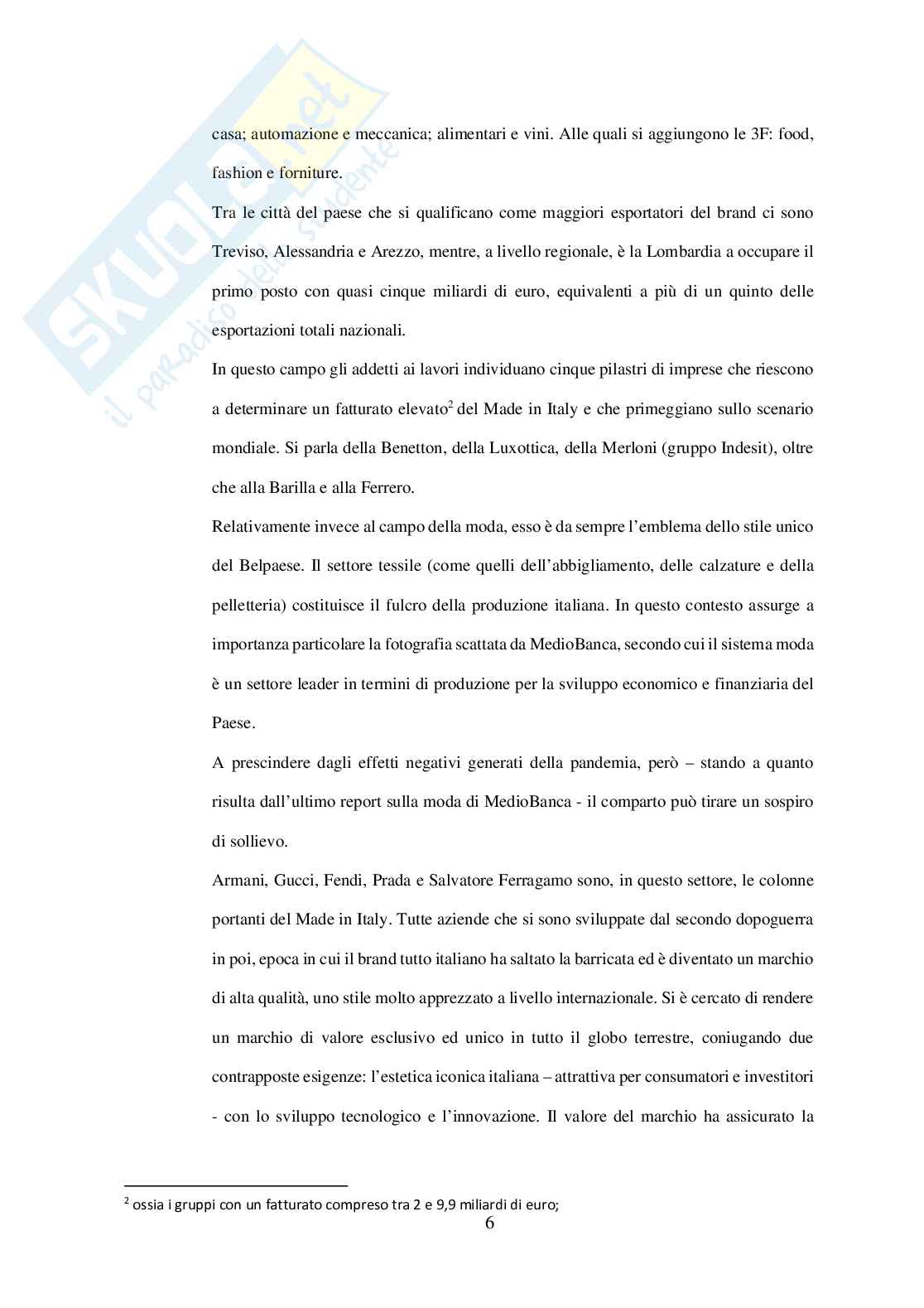 Sviluppo del Brand Made in Italy Pag. 6