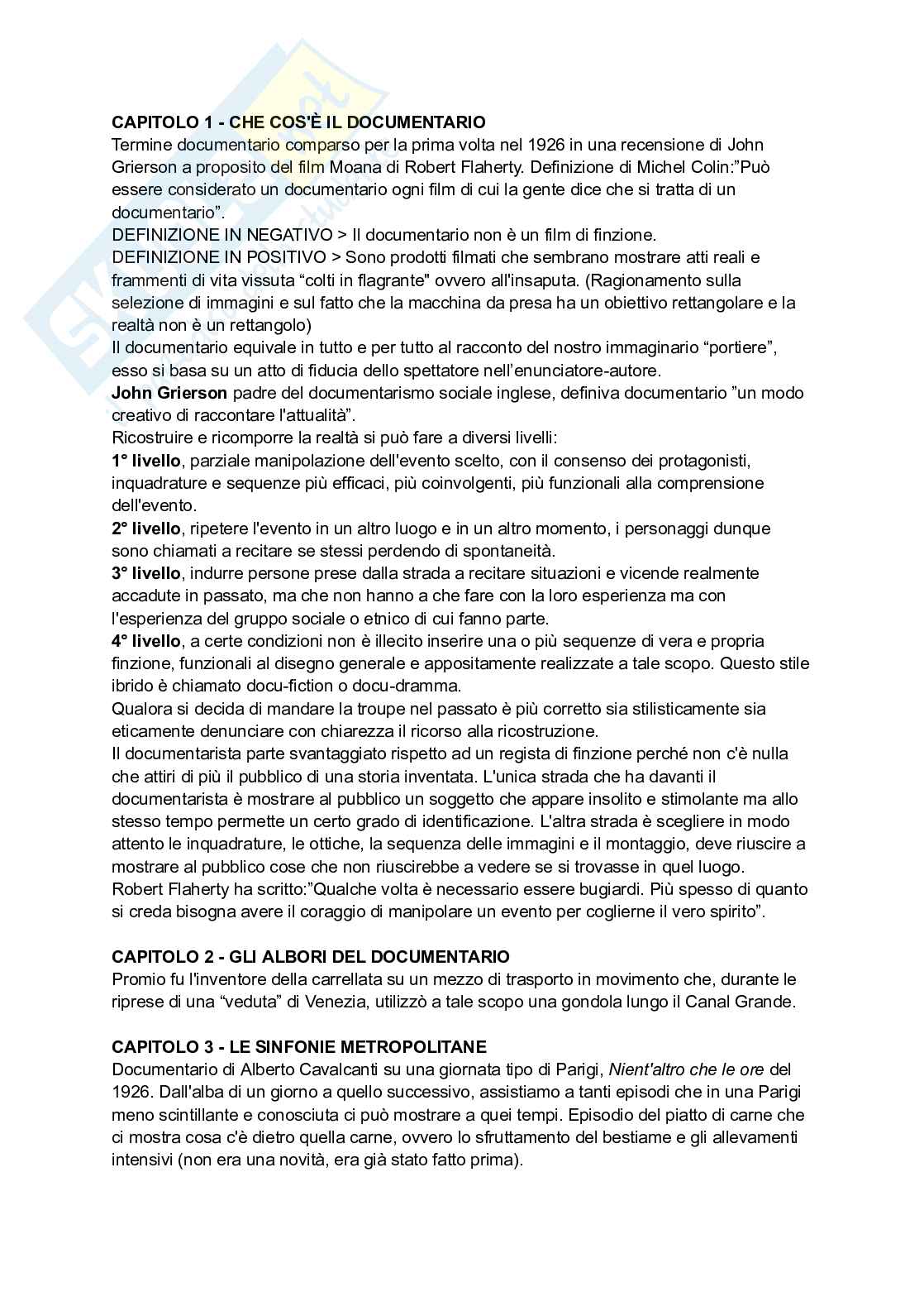 Riassunto esame Cinematografia documentaria, Prof. Pinelli Carlo Alberto, libro consigliato Professione documentarista. Storia e pratiche di una passione, Pinelli Pag. 1