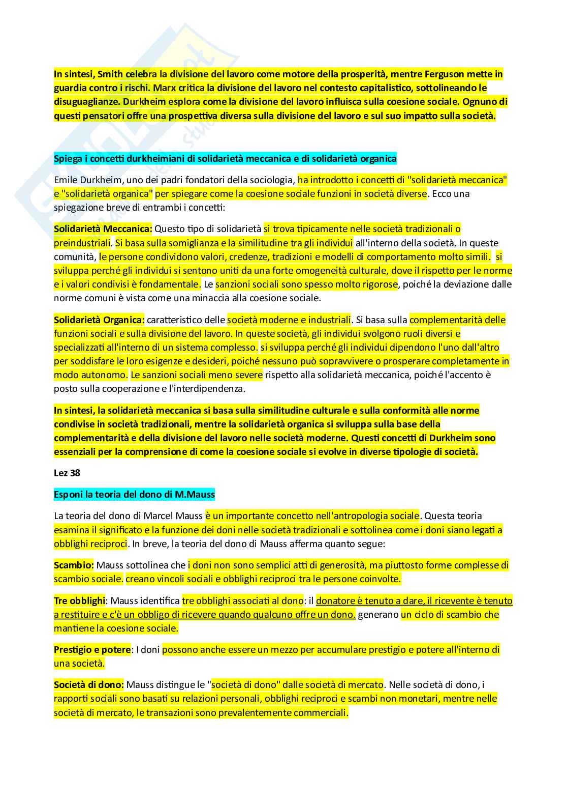 Paniere Sociologia dei processi economici - Risposte Aperte - aggiornato (2026) Pag. 11