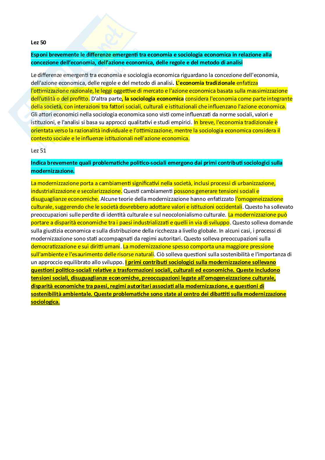 Paniere Sociologia dei processi economici - Risposte Aperte - aggiornato (2026) Pag. 16
