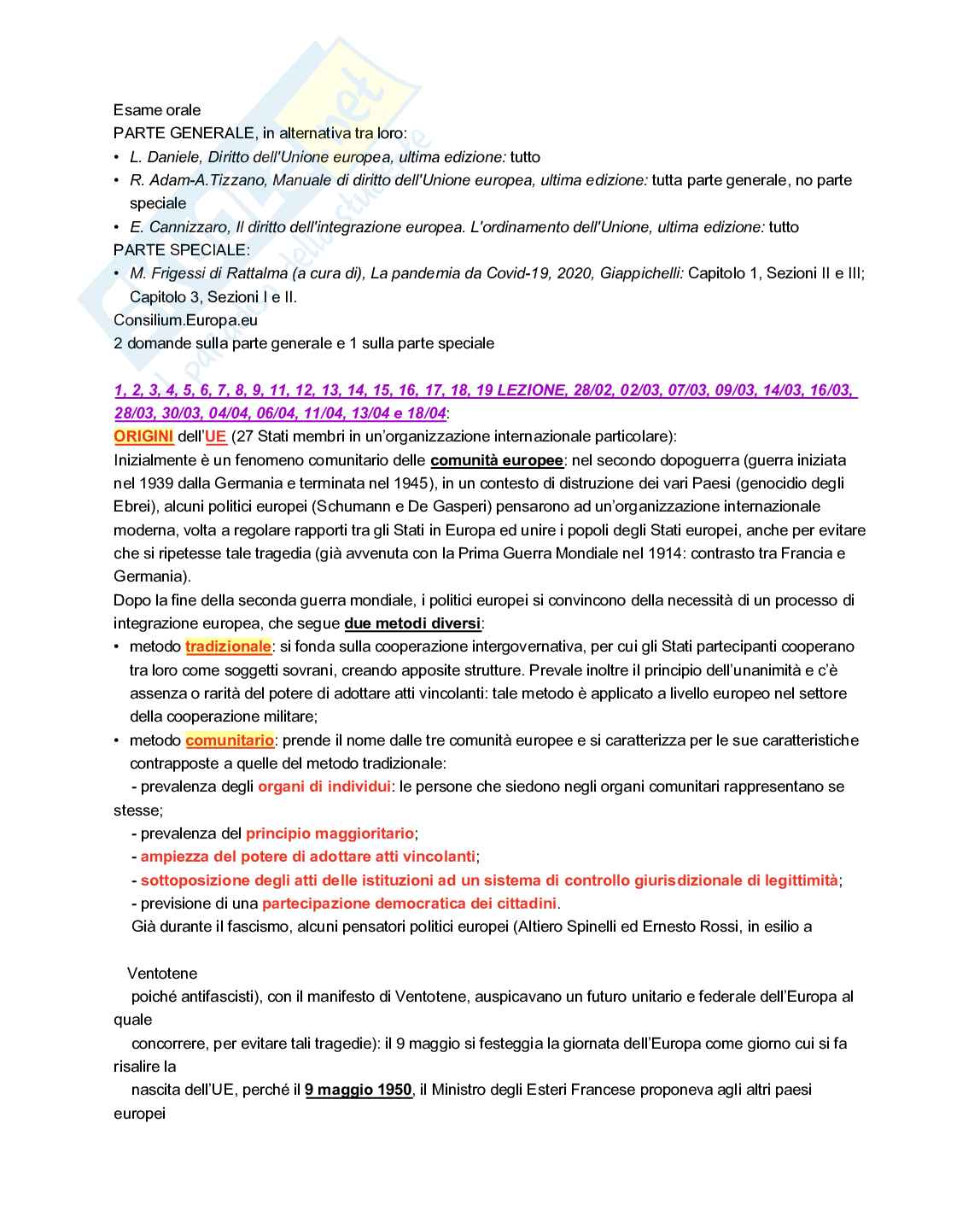 Diritto europeo  Pag. 1