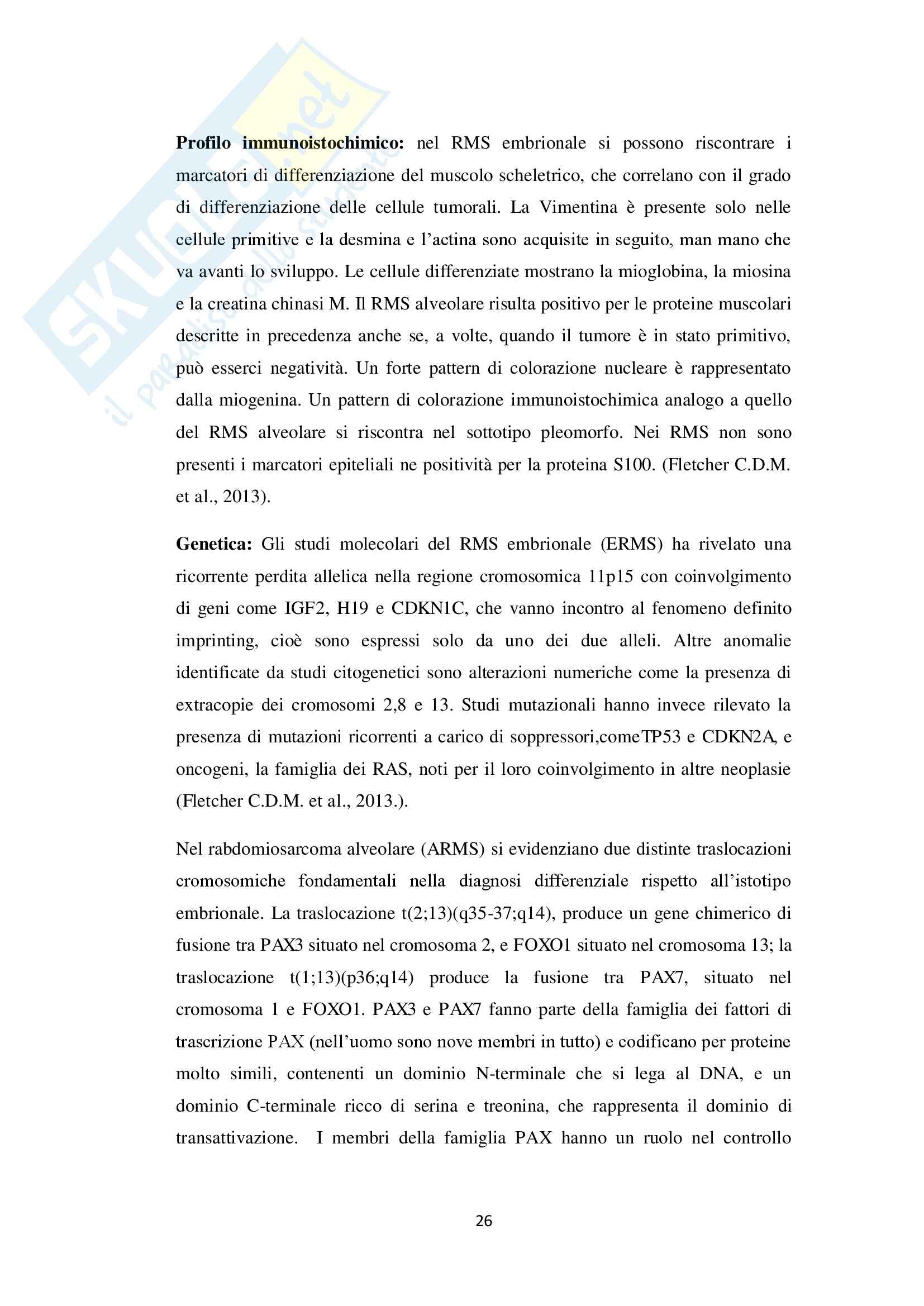 Sarcomi dei tessuti molli e dell'osso, Genetica funzionale con laboratorio Pag. 26