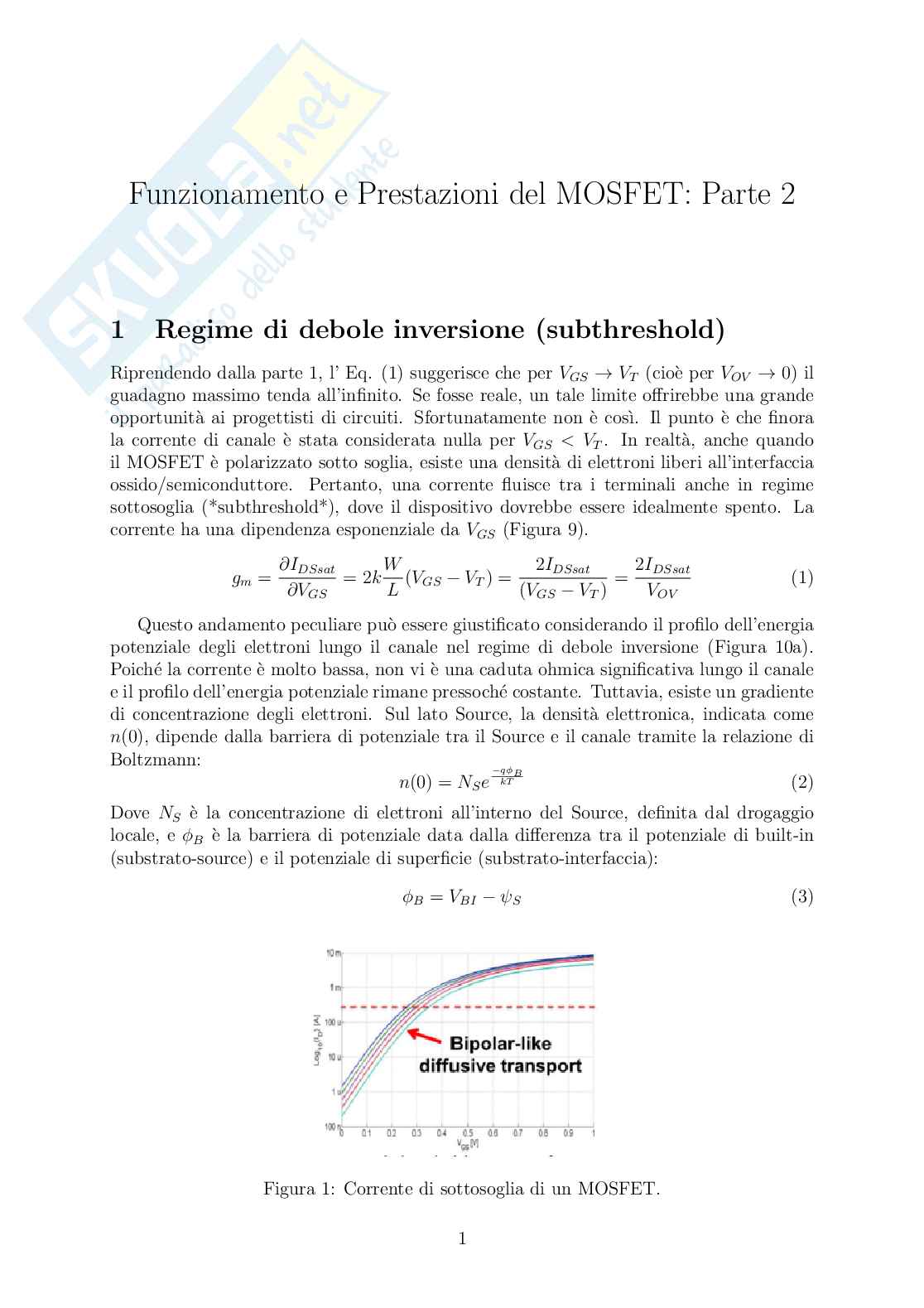 Funzionamento e Prestazioni del MOSFET: Parte 2 Pag. 1