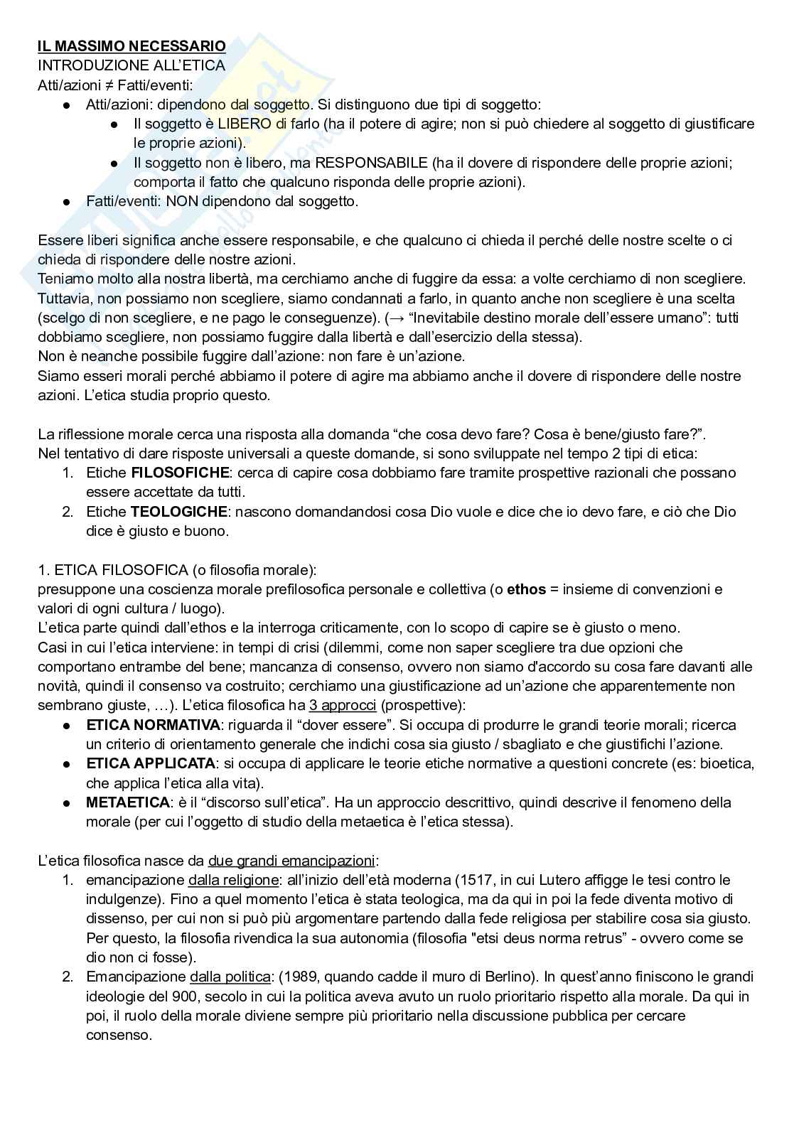 Riassunto esame Etica della relazione d'aiuto, Prof. Biancu Stefano, libro consigliato Il massimo necessario; Presente; Cura e giustizia: tra teoria e prassi, Biancu, Biancu, Palazzani Pag. 1