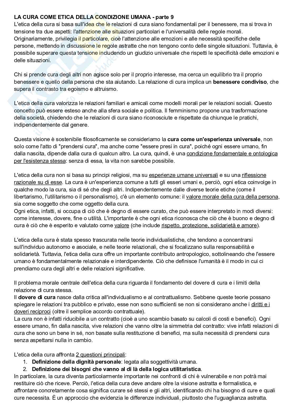 Riassunto esame Etica della relazione d'aiuto, Prof. Biancu Stefano, libro consigliato Il massimo necessario; Presente; Cura e giustizia: tra teoria e prassi, Biancu, Biancu, Palazzani Pag. 26