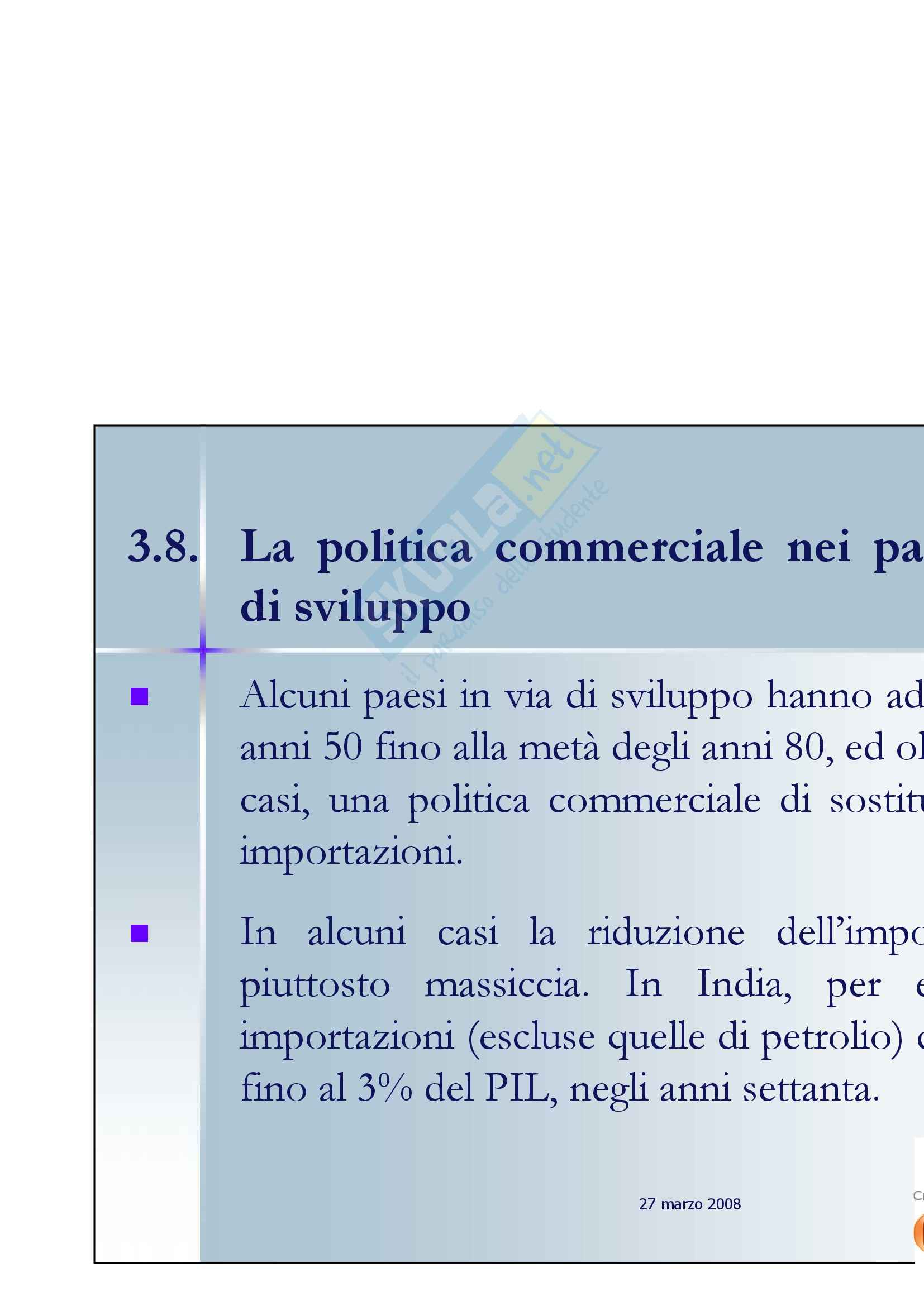 Economia internazionale - la politica commerciale dei Paesi in via di sviluppo Pag. 1