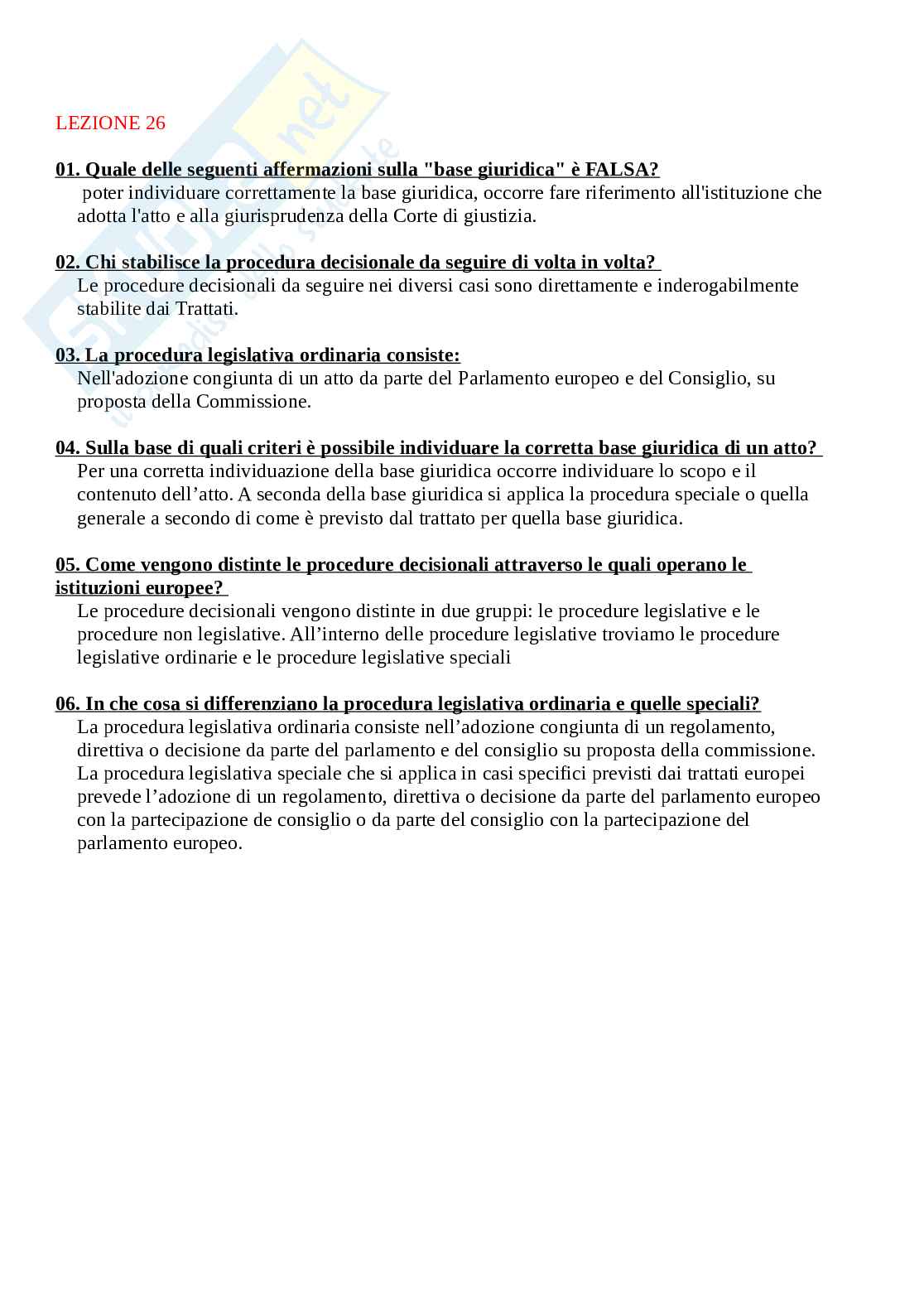 Risposte Paniere multiple e aperte esame diritto dell'Unione Europea Pag. 26
