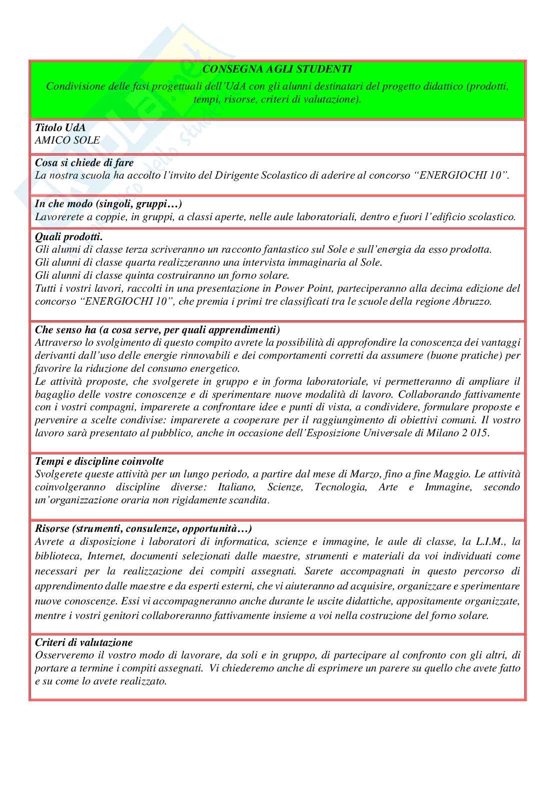 Esempio uda lezione simulata per la scuola primaria e concorsi pubblici titolo amico sole Pag. 6