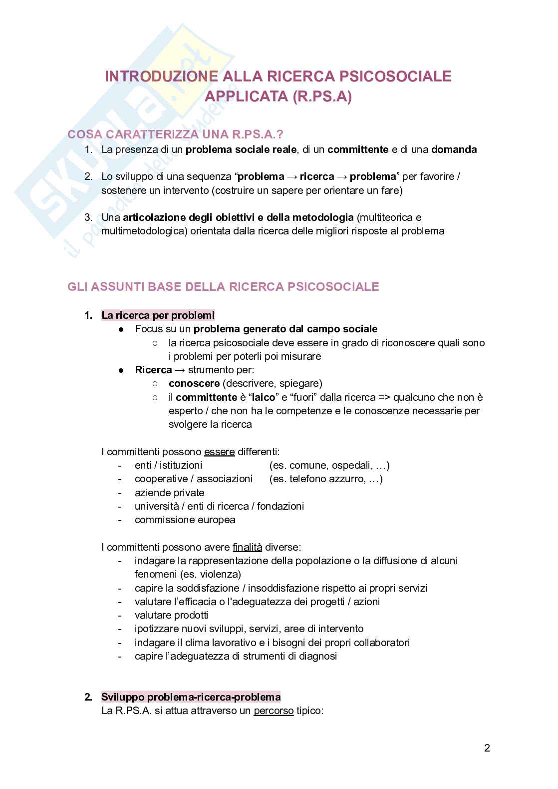 Esame Metodi e tecniche dell'intervista e del questionario Pag. 2