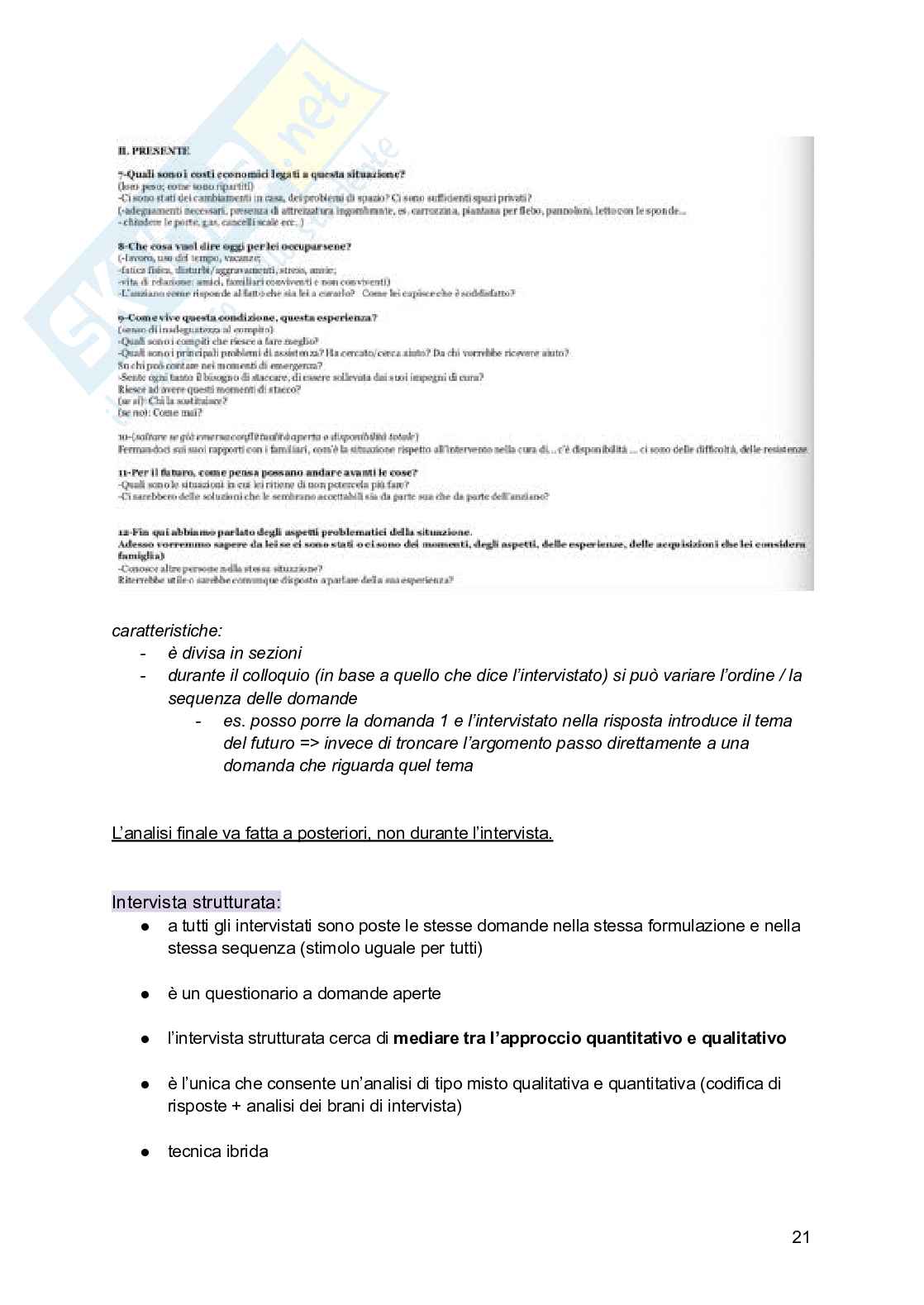 Esame Metodi e tecniche dell'intervista e del questionario Pag. 21