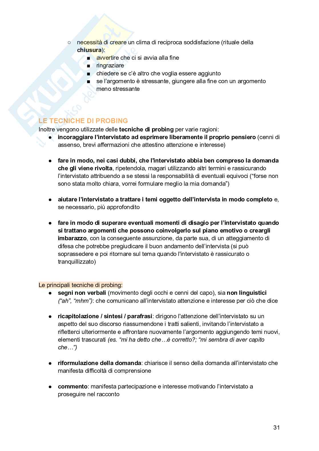 Esame Metodi e tecniche dell'intervista e del questionario Pag. 31