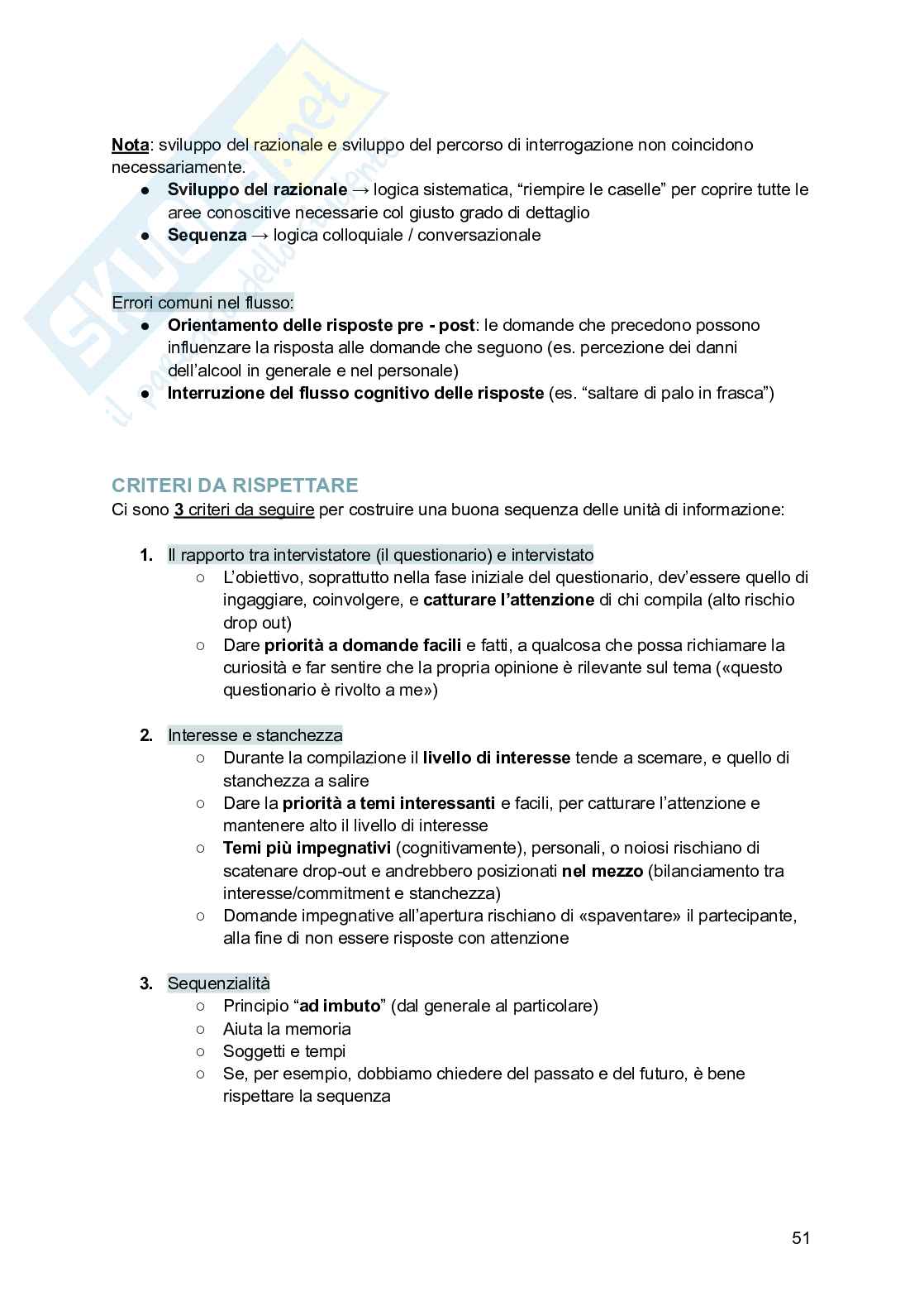 Esame Metodi e tecniche dell'intervista e del questionario Pag. 51