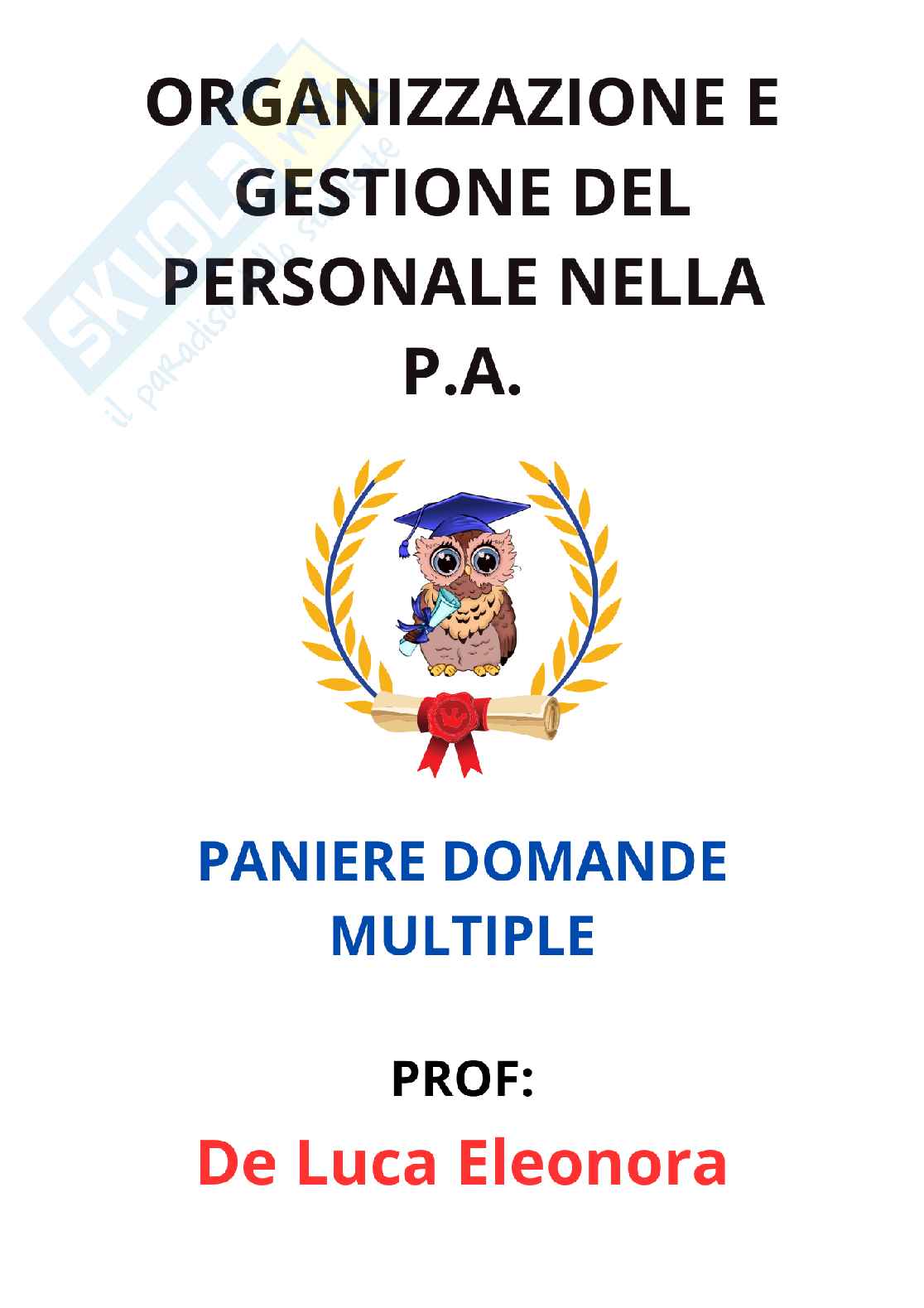 Paniere Organizzazione e gestione del personale nella P.A. - Risposte multiple (2025)  Pag. 1