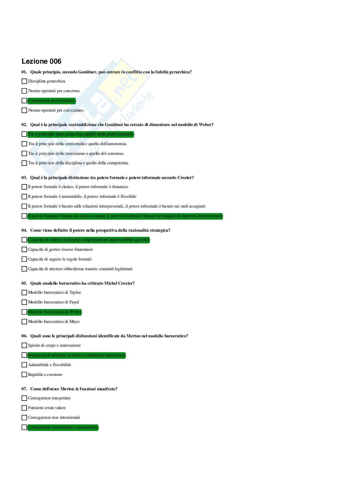 Paniere Organizzazione e gestione del personale nella P.A. - Risposte multiple (2025)  Pag. 6